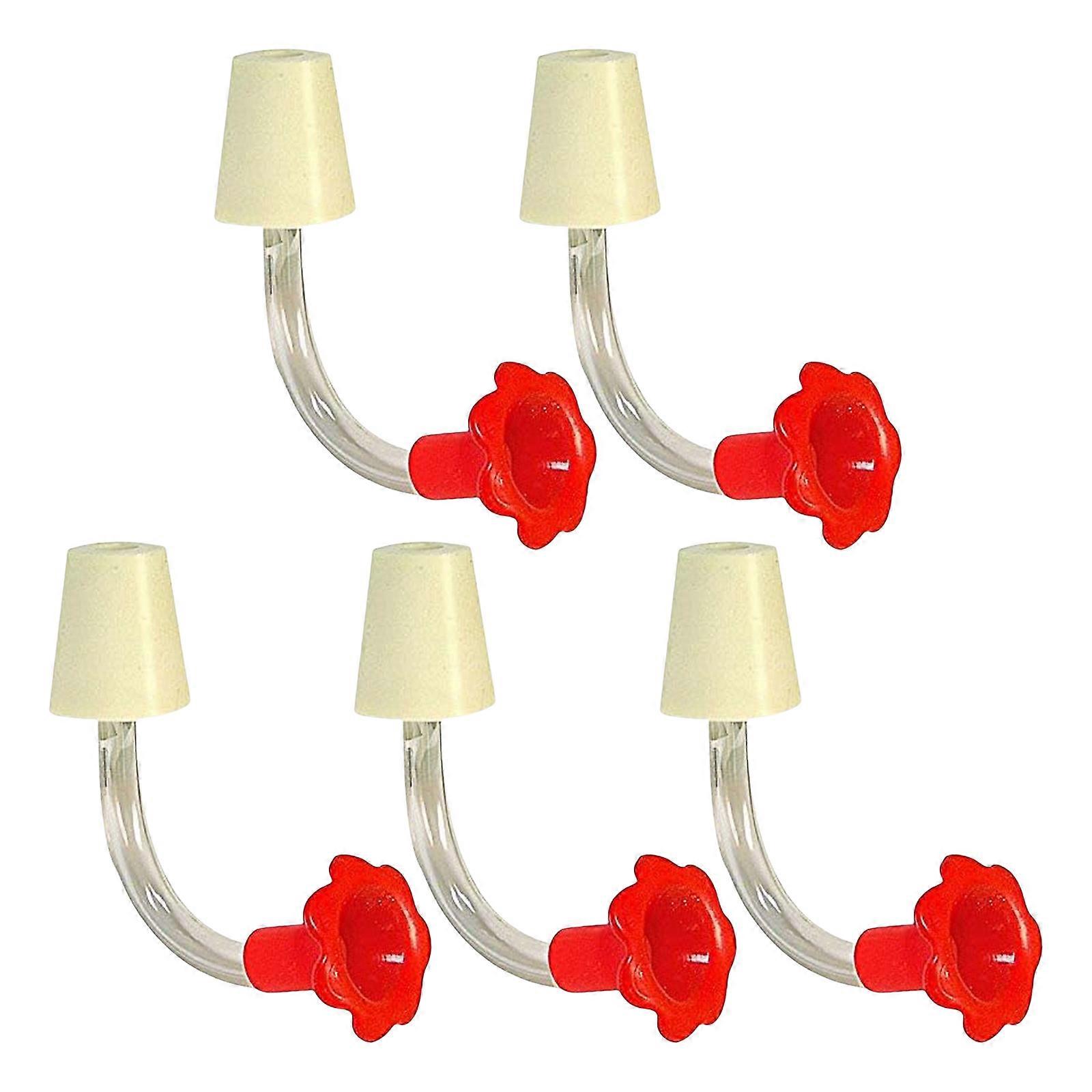 Pack Of 5 Hummingbird Feeder Tubes Easy To Use Replacement Flower Tube Leakproof Tips For Wild Bird Mason Jar Feeders Multicolor