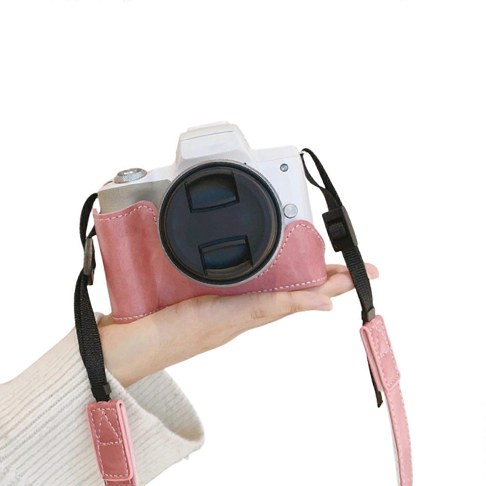 Protective PU Leather Half Case Camera Protector for Easy Battery Access and Tripod Mount Multicolor