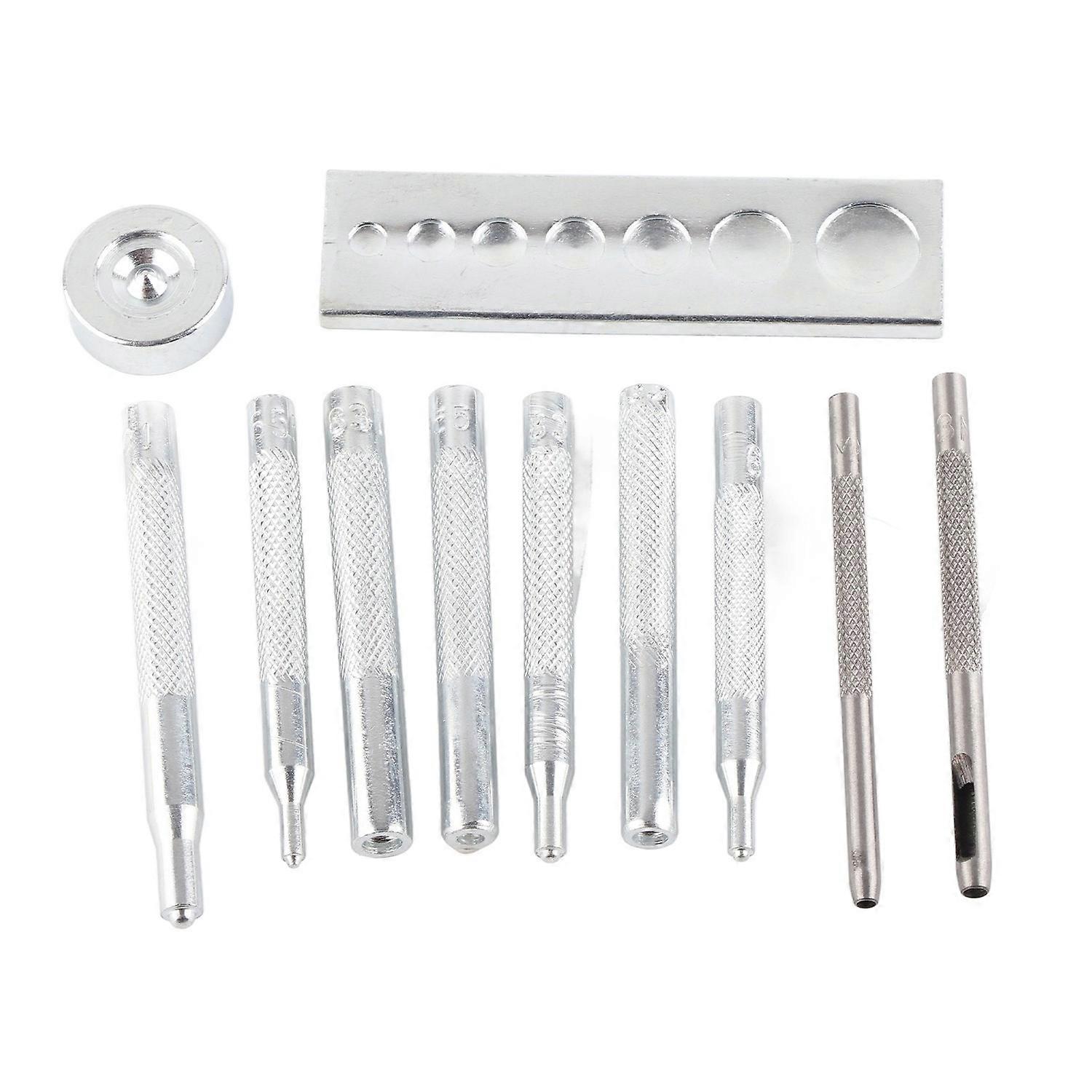 11pcs/set Leather Craft Snap Fastener Setter Rivet Setting Punch Die Tools with Hole Punches