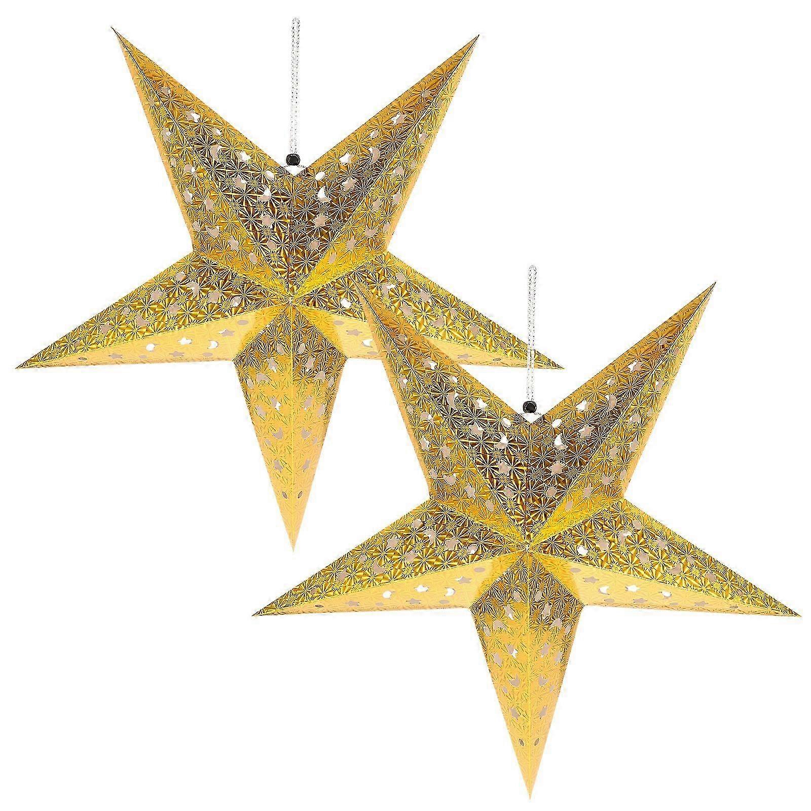 2pcs Christmas Pentagram Lampshade 3d Paper Five Point Star Ceiling Lampshade Edition 1121