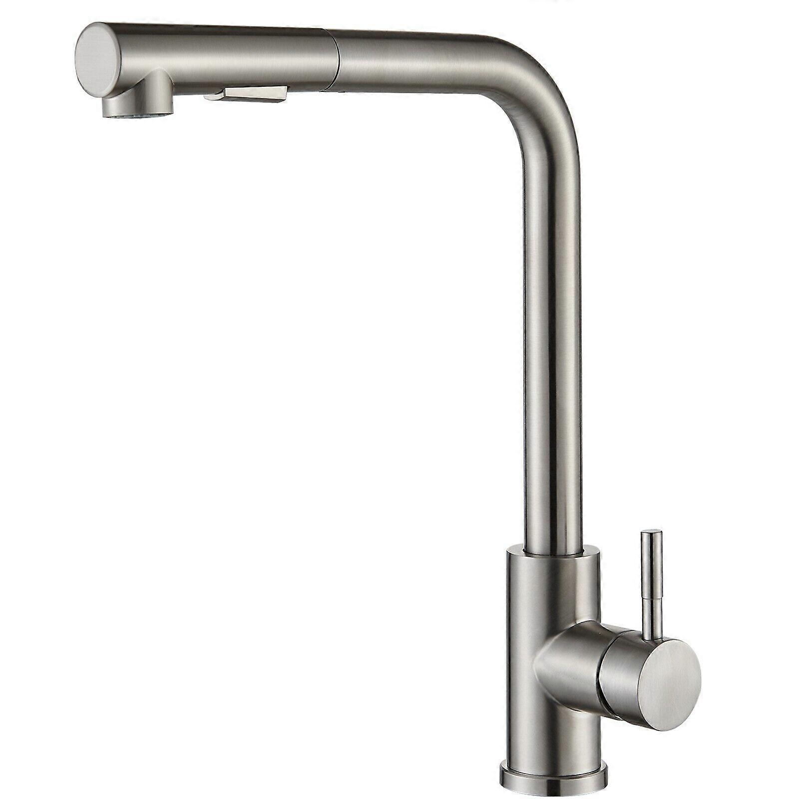 Brushed Nickel Kitchen Sink Faucet Pull Down Sprayer Single Handle Swivel Mixer