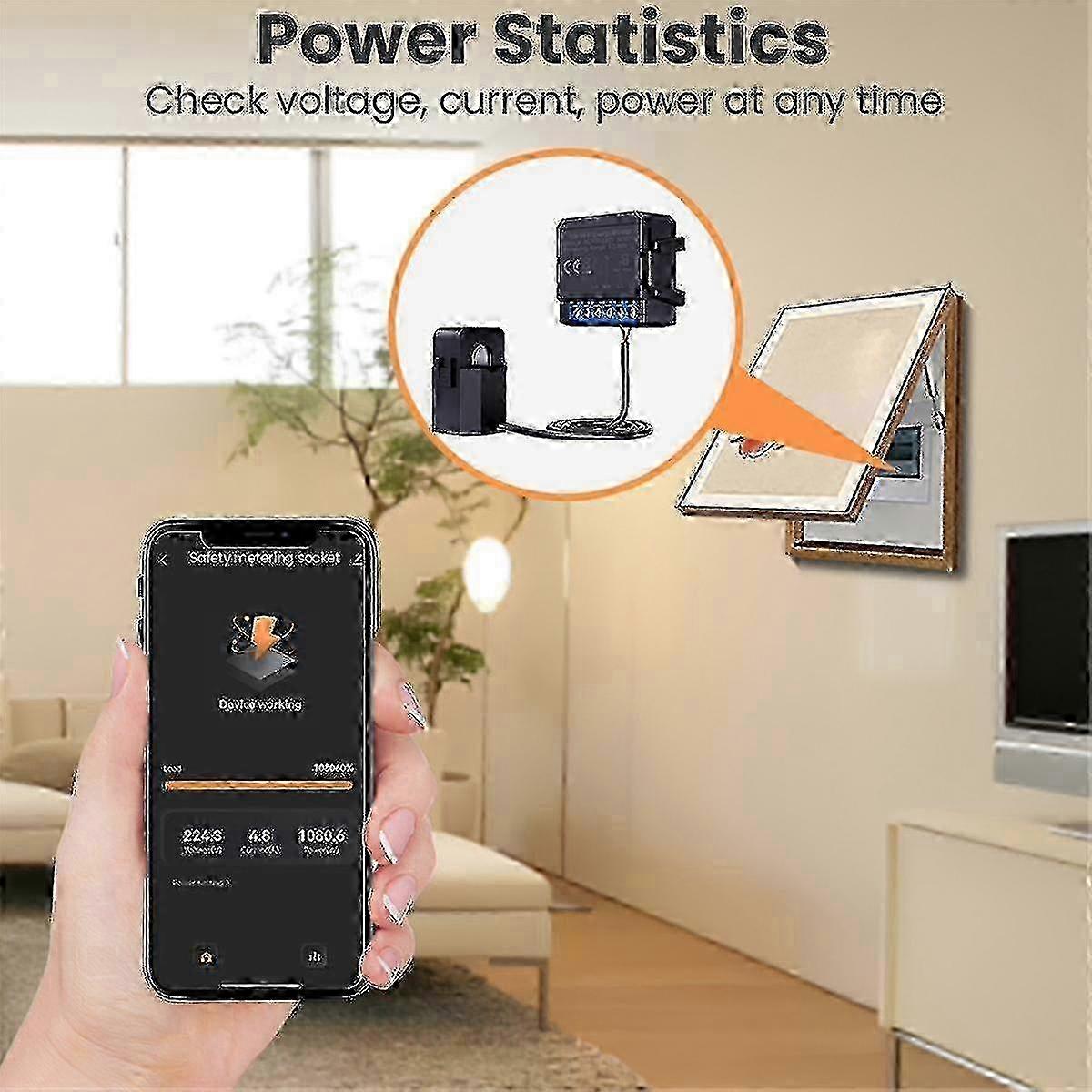 Tuya WiFi Smart Energy Meter,Clamp KWh Power Production Consumption Bidirectional Monitoring Meter APP Remote Control