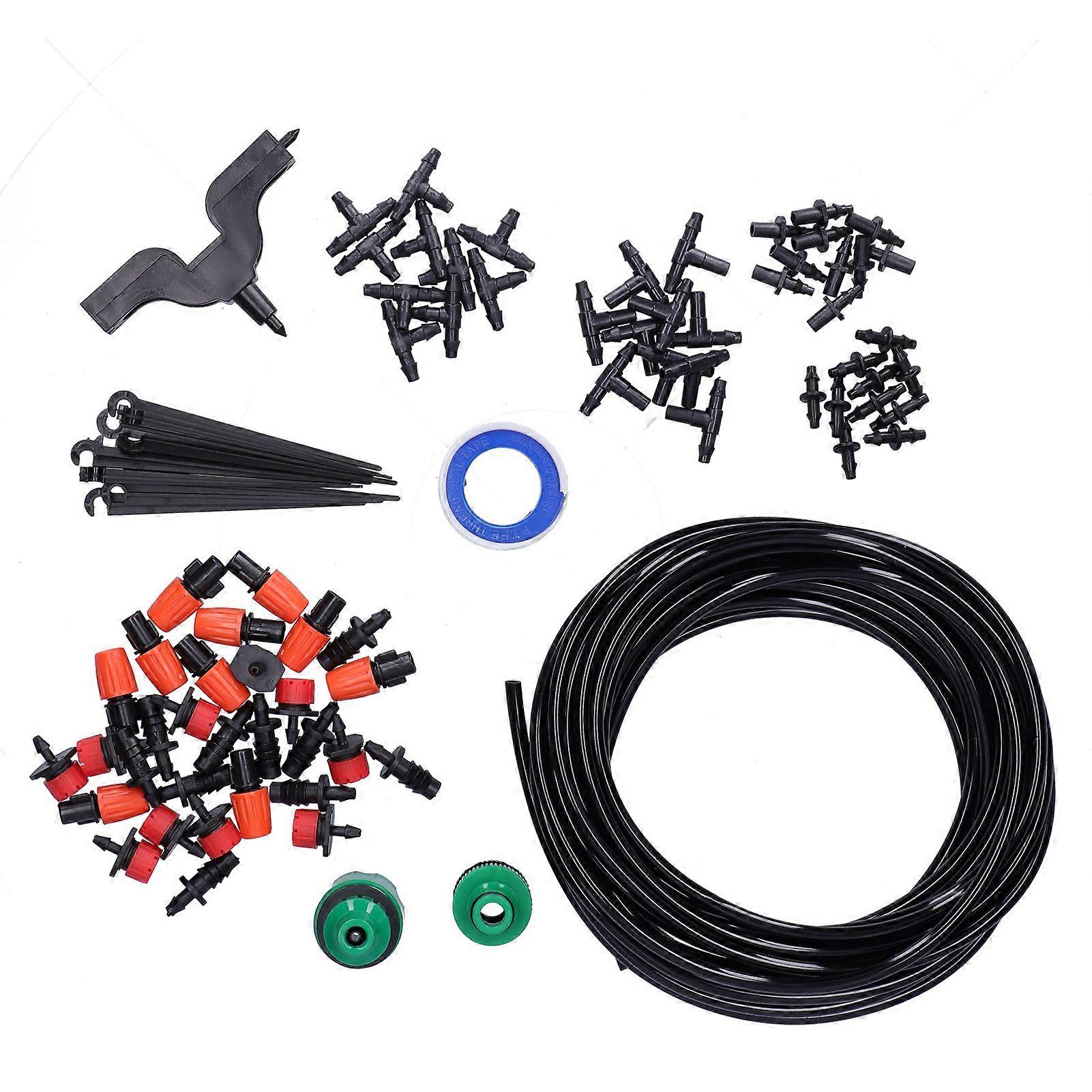 85Pcs/Set Garden Irrigation System Misting Sprayer 10m 4/7 Hose Tee Adapter Dripper Kit