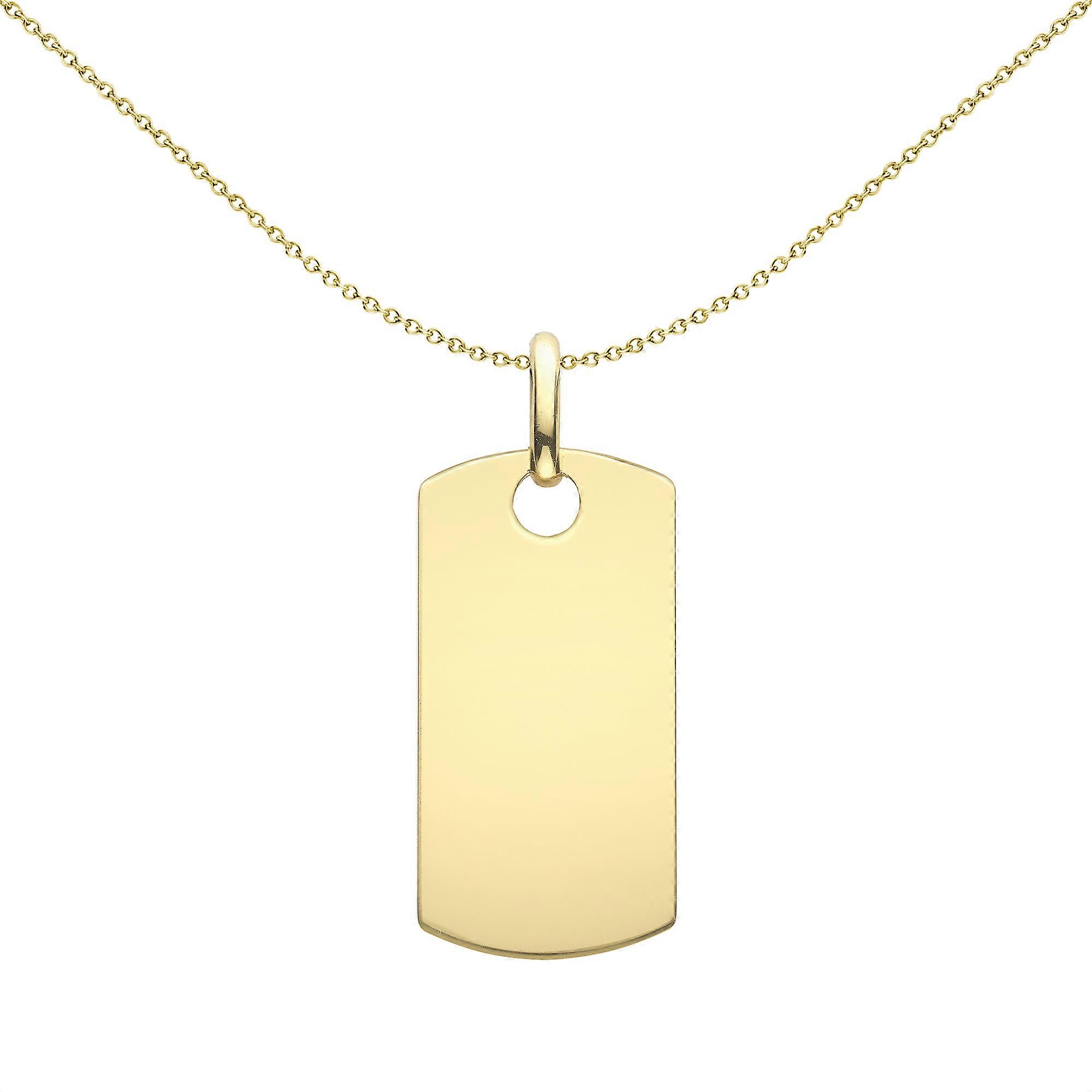 Jewelco London 9ct Gold Rectangular Dog Tag Pendant