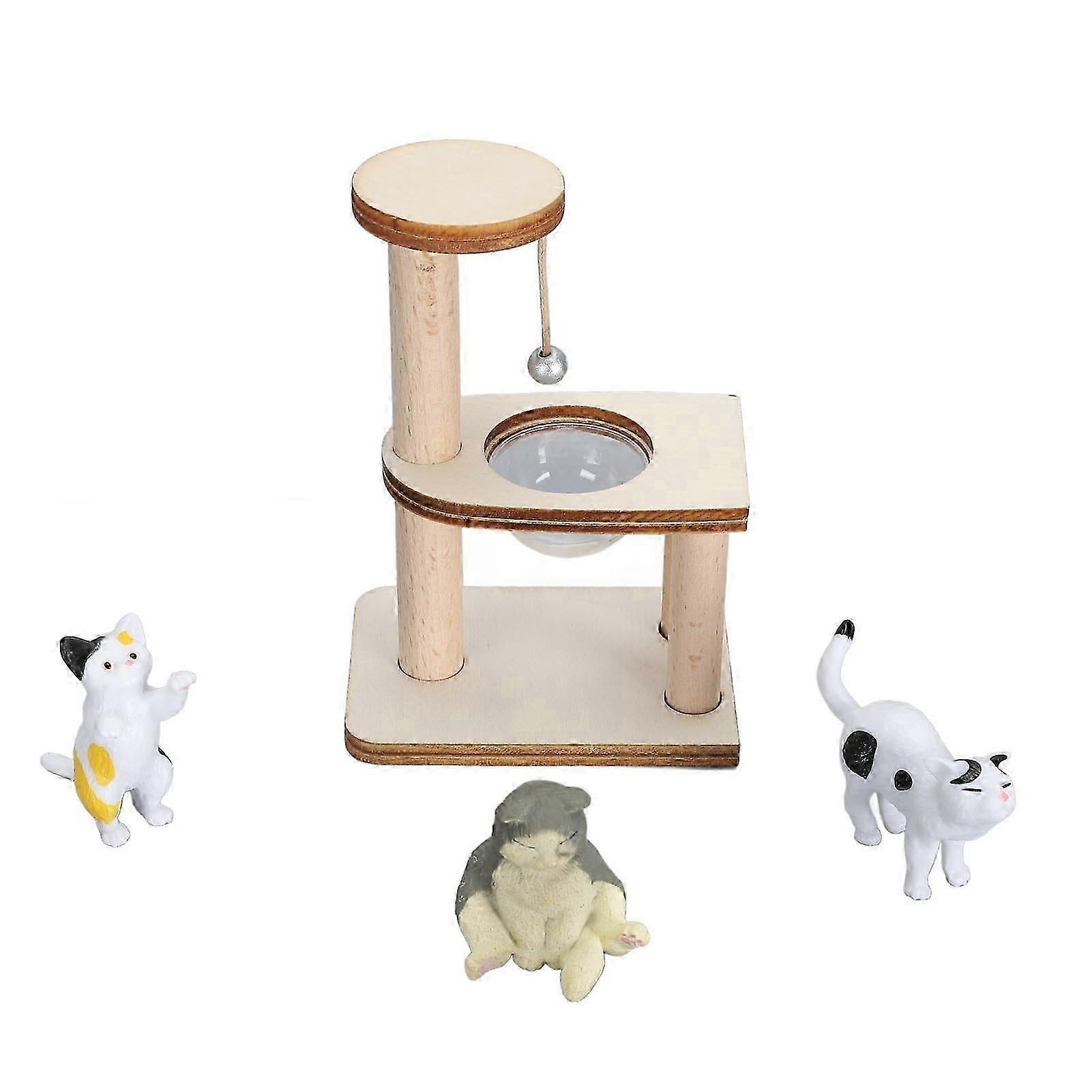 Figurine Playset Miniature Climbing Frame Models DIY Assembly Adorable Tree Interactive Dollhouse Toys for Cat Lover