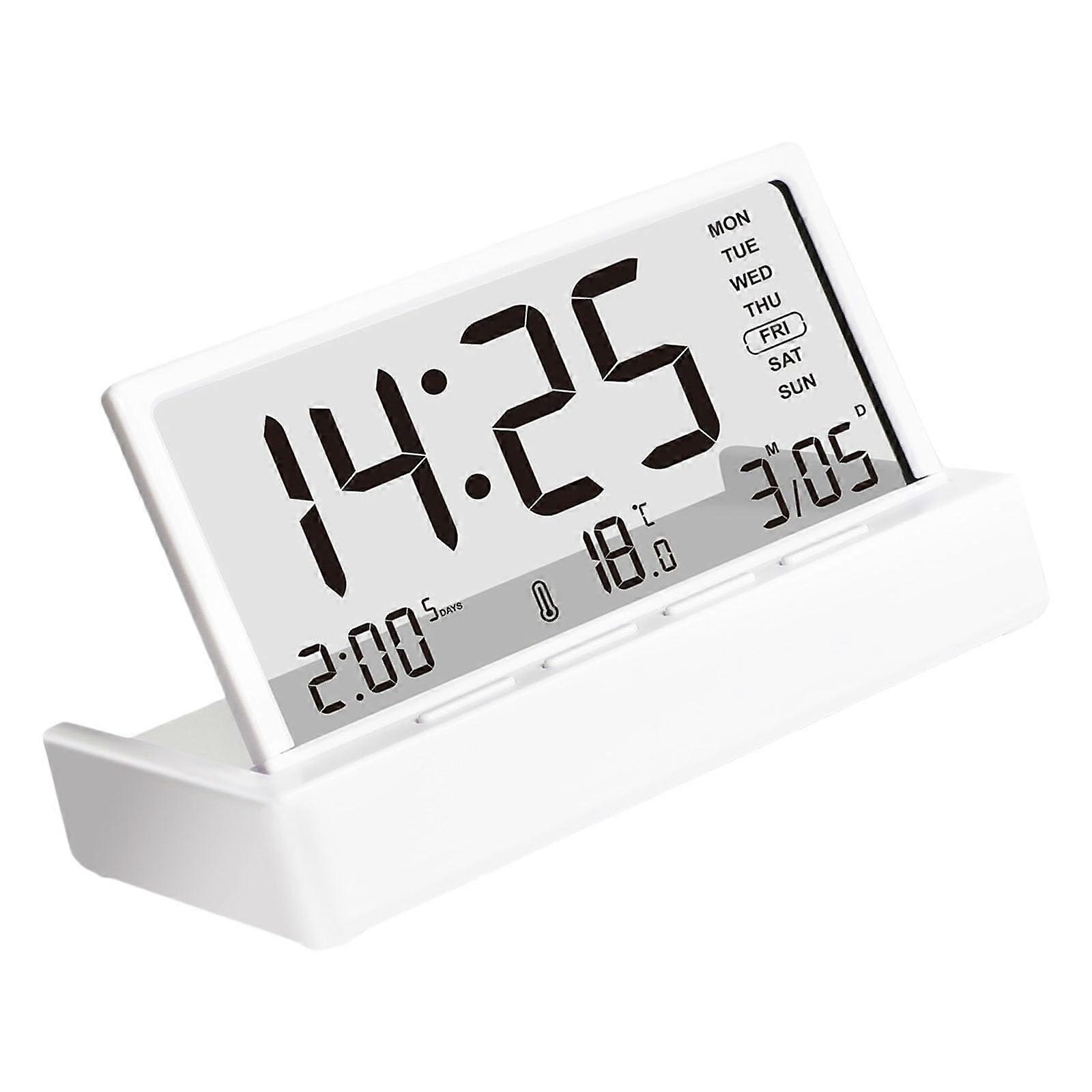 Foldable LCD Digital Alarm Clock with Temperature Date Display Snooze for Bedroom Travel