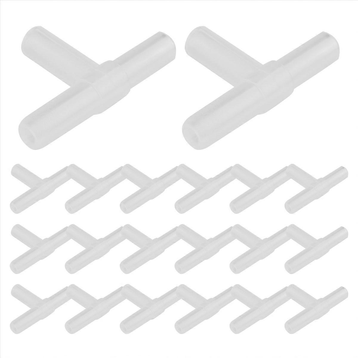 Plast 3-veis T-formede akvarieluftventiler 100 stk. klare hvite