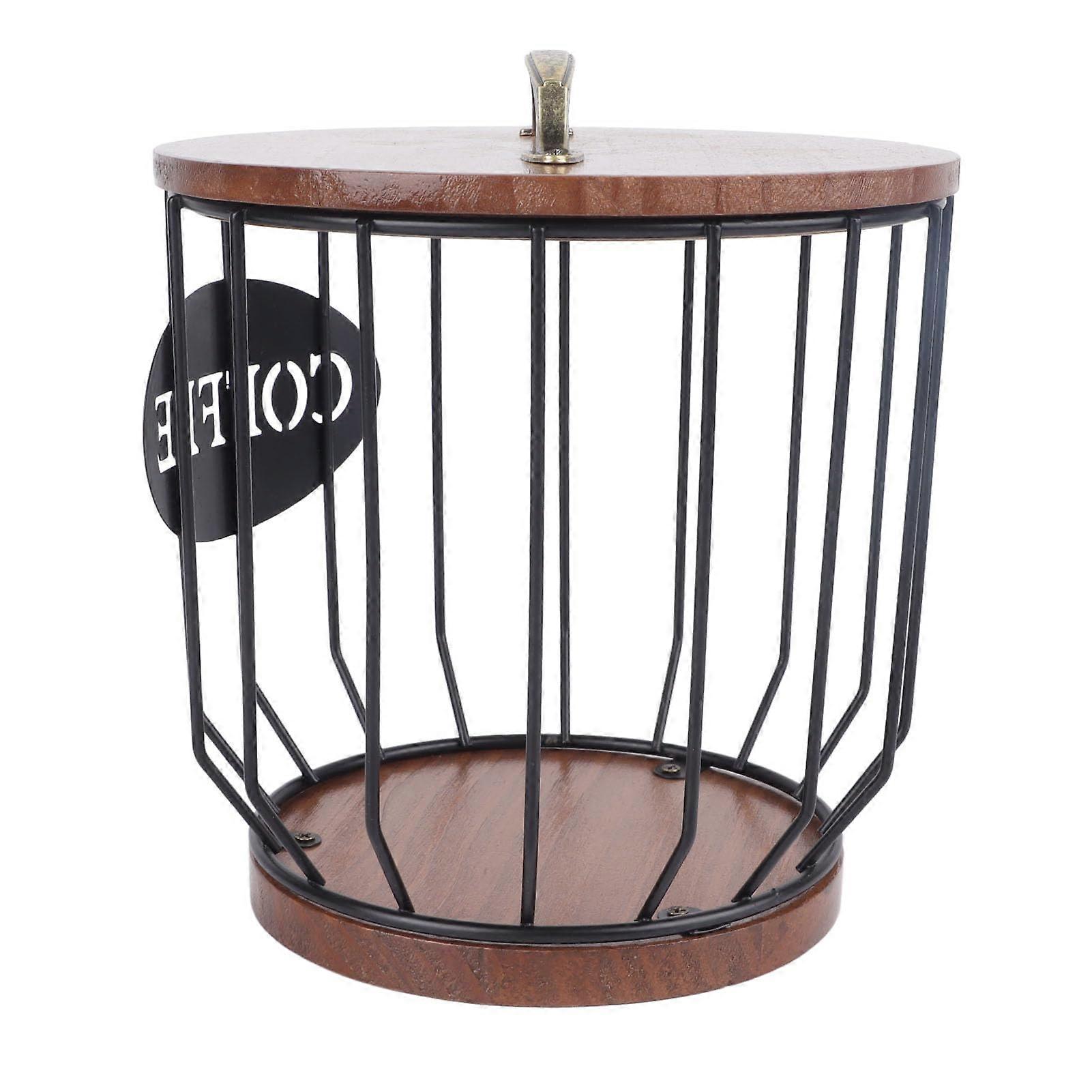 Rustic Coffee Filter Holder with Large Capacity Organizer for Filters and Pods, Black (0291 C)