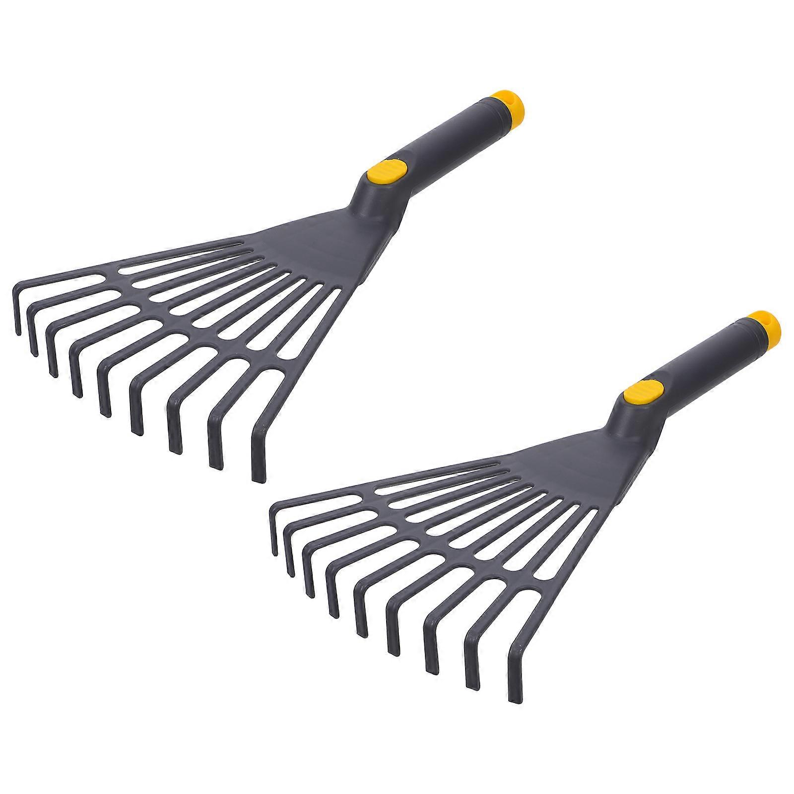 Plastic Garden Rake Hand Rake for Leaf Collection 2Pcs Durable Design