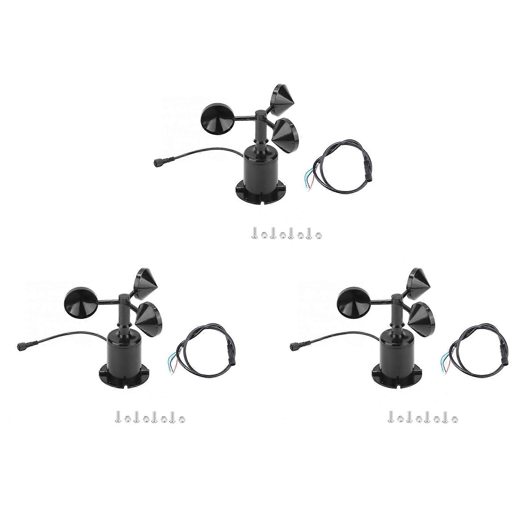 3X 0-70M/S Wind Speed Sensor Environment Signal Output Pulse Type Three Cups Wind Speed Sensor Anemometer DC5-30V