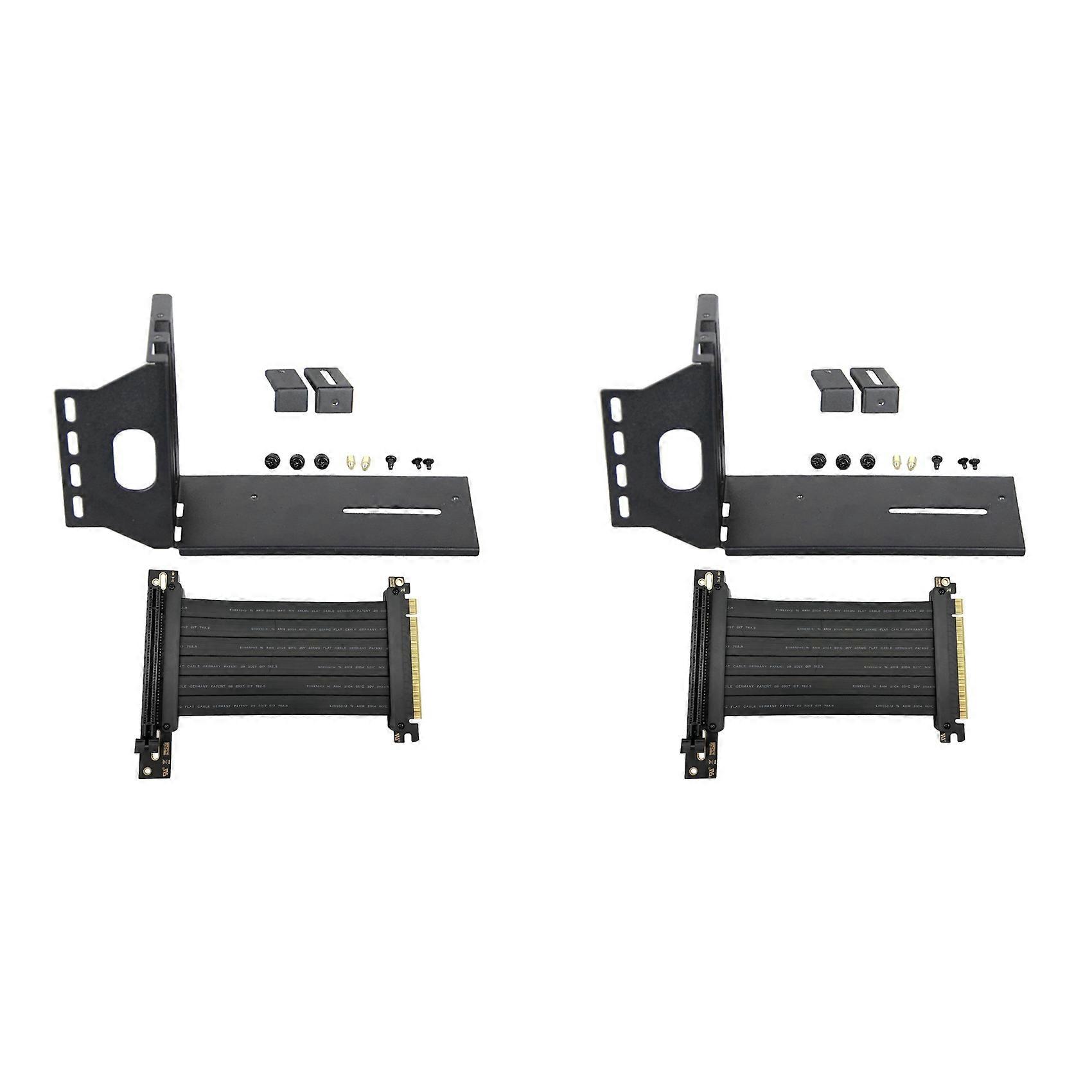 2X GPU Stand Image Card Vertical Holder with PCI Express Extension Cable Fixed GPU PCI-E Built-in Vertical Bracket