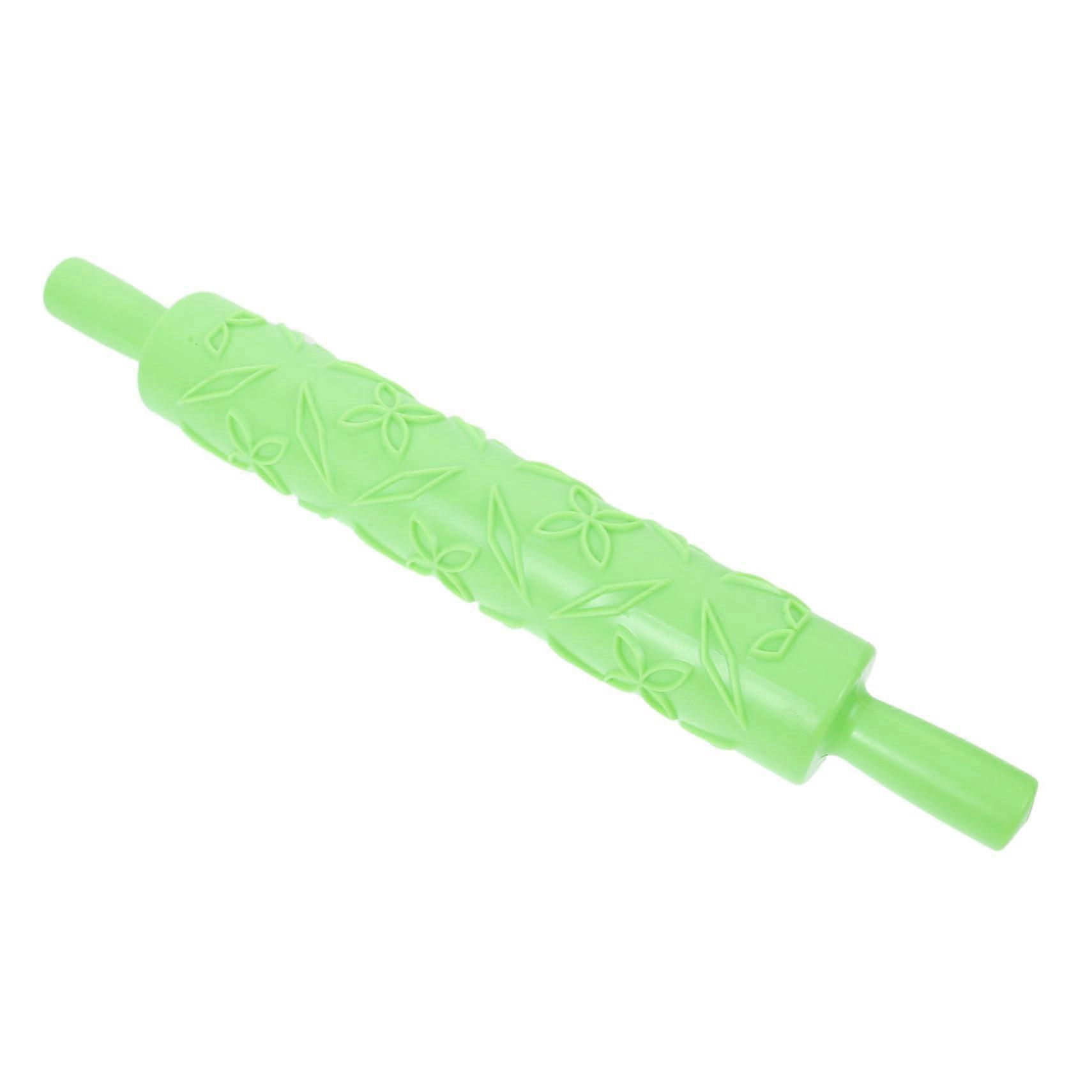 Embossed Fondant Rolling Pin for Cake Decorating, Non Stick Plastic Roller for Pastry and Cookies Green
