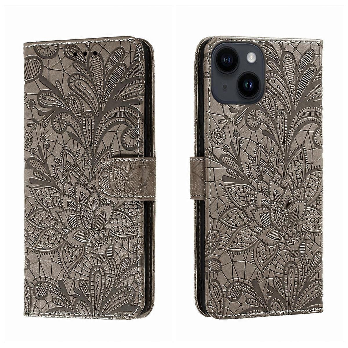 Lace Flower Embossing Flip Leather Phone Case