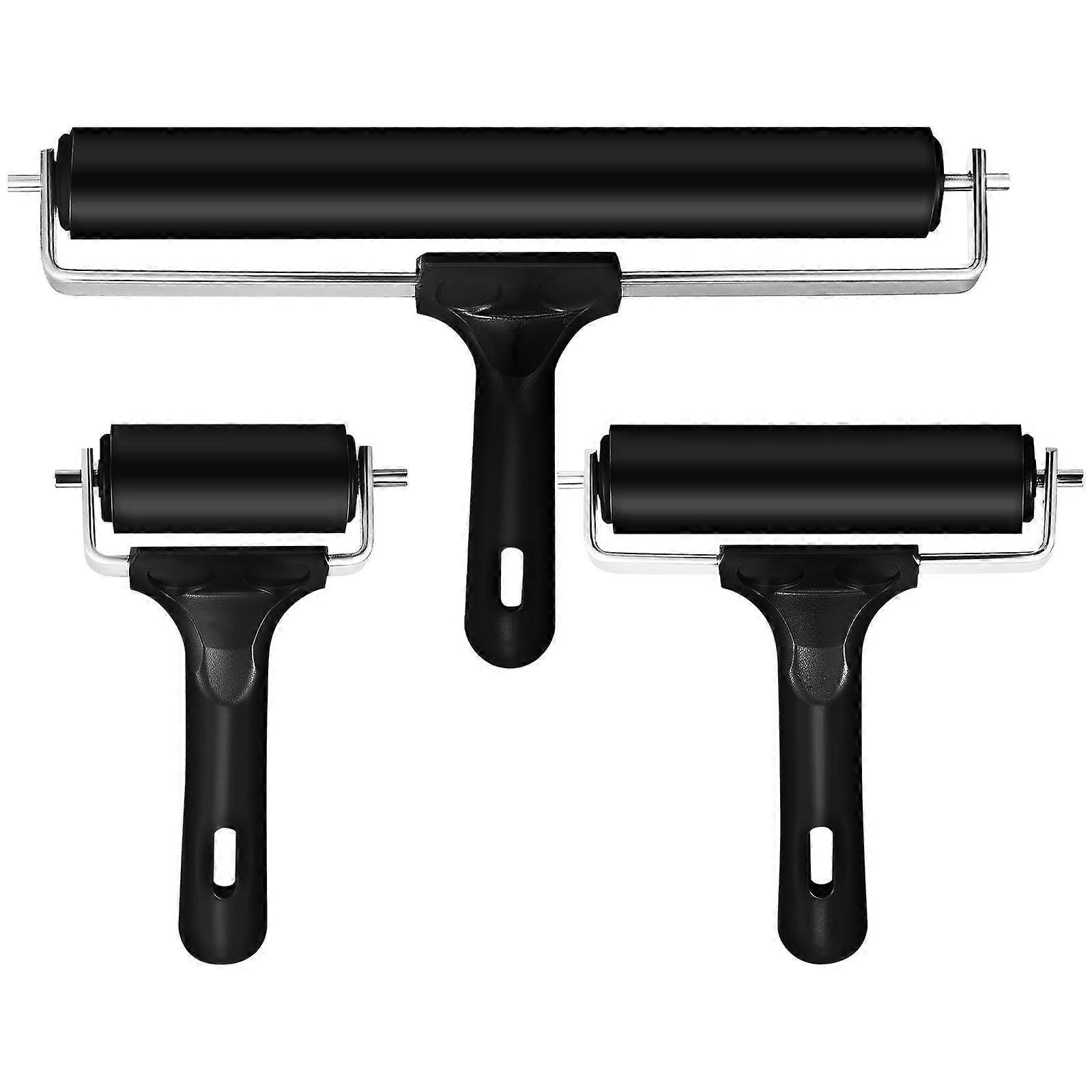 3pcs Printmaking Rollers Brayer Glue Rollers Stamping Wallpaper Gluing Rollers Rubber Rollers