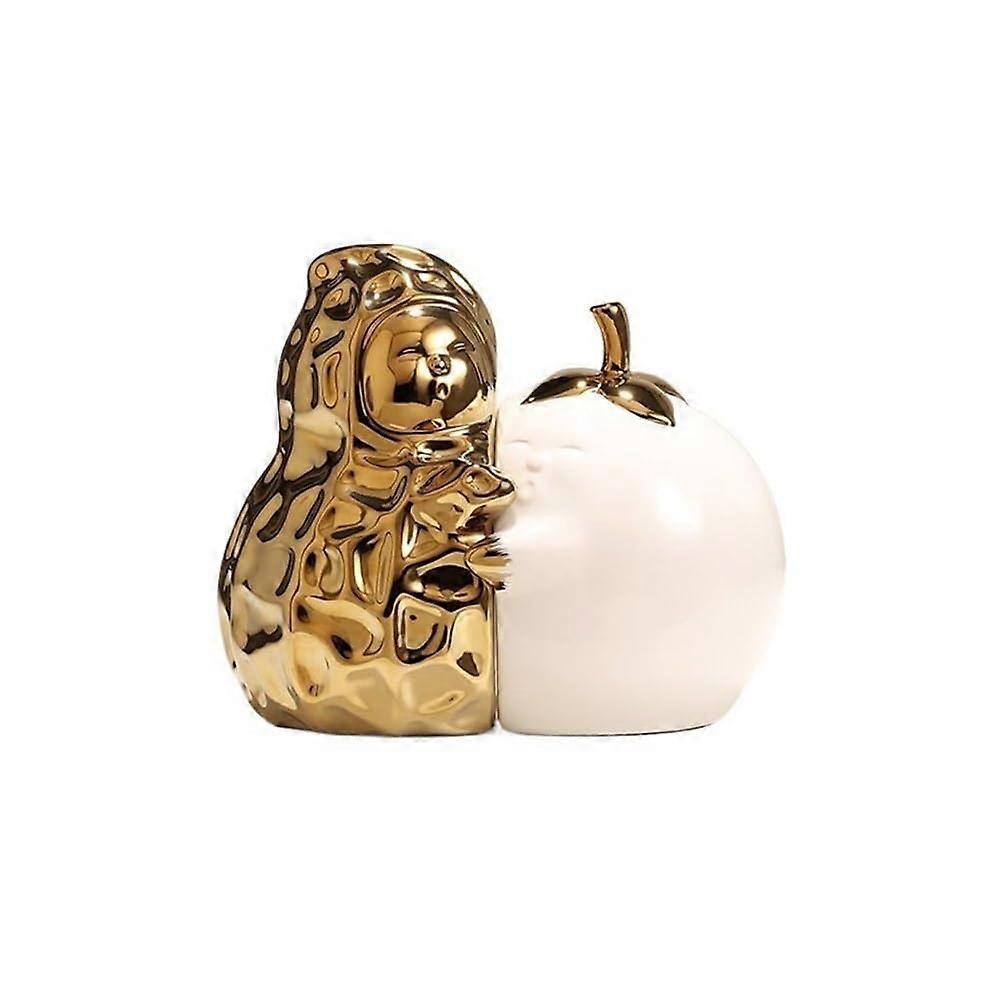 Decorative Ceramic Bookends with HeavyDuty Support and Modern Rock Texture for Shelves Gold