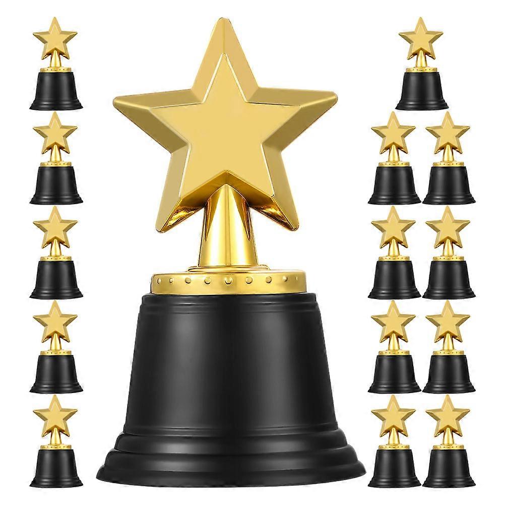 Plastic Student Trophy Golden Mini Star Award for Classroom Use 15Pcs
