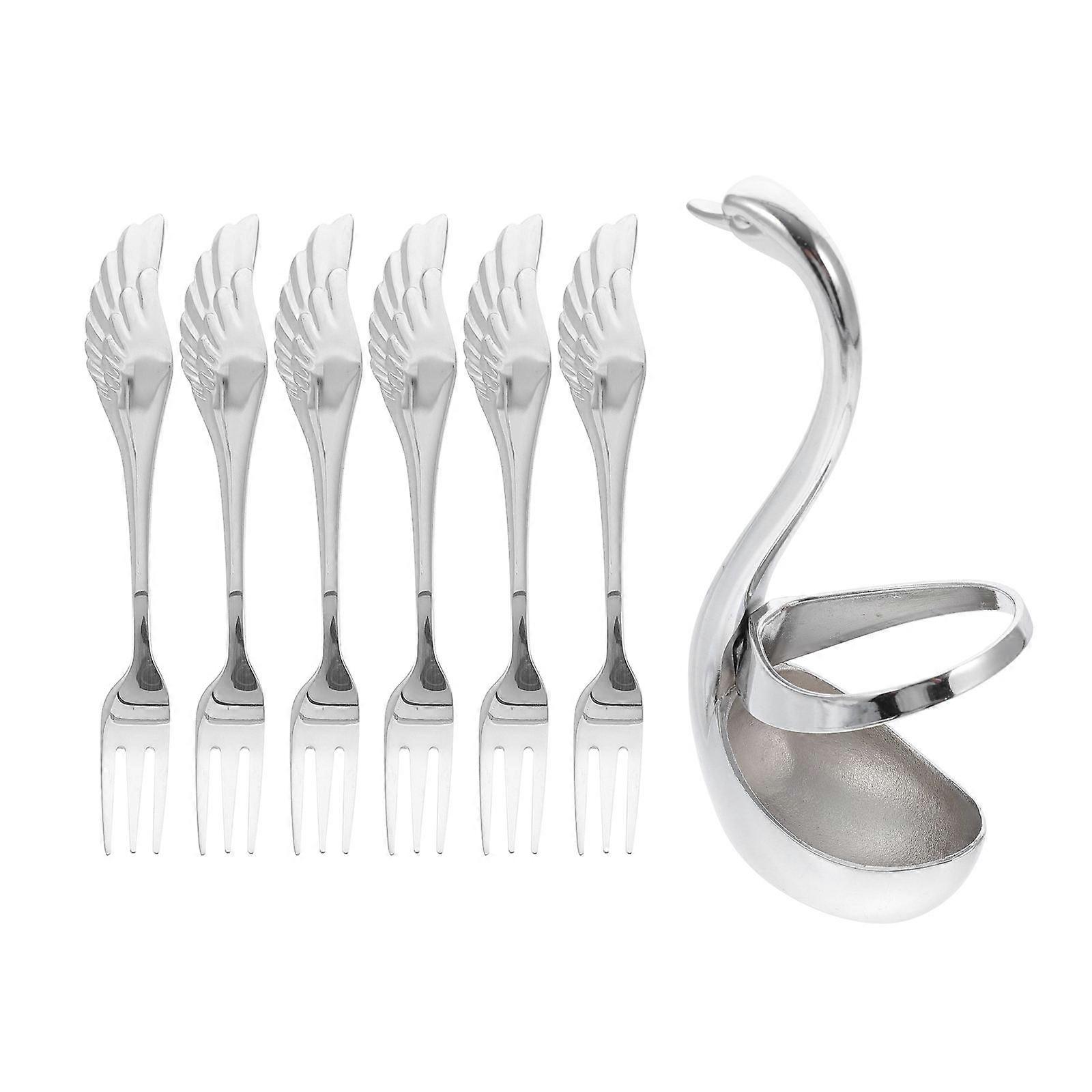 Creative Swan Cutlery Set Featuring Stainless Steel Fork Holder 1Set
