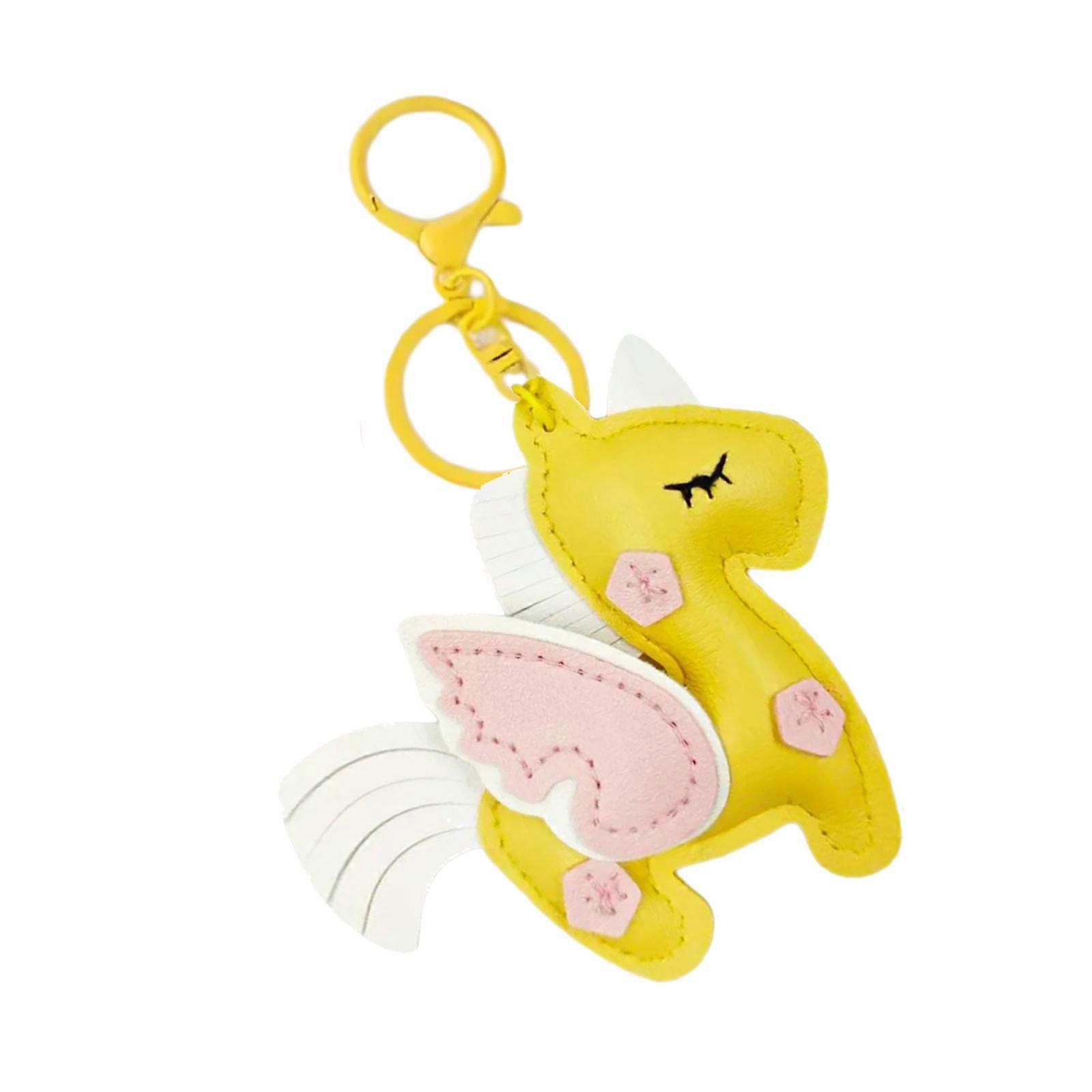 Unique Flying Horse Charm Keychain Made With Soft PU Material Versatile For Key Rings Or Bag Charm Fashion Statement  Yellow