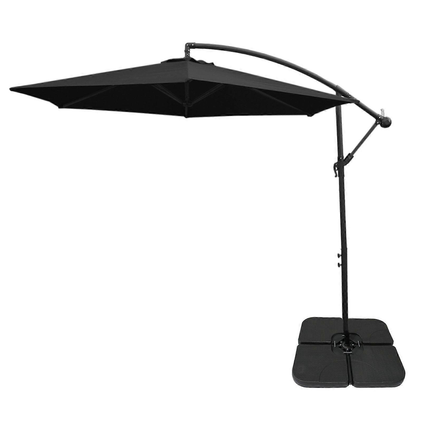 Parasol cantilever noir et base carrée