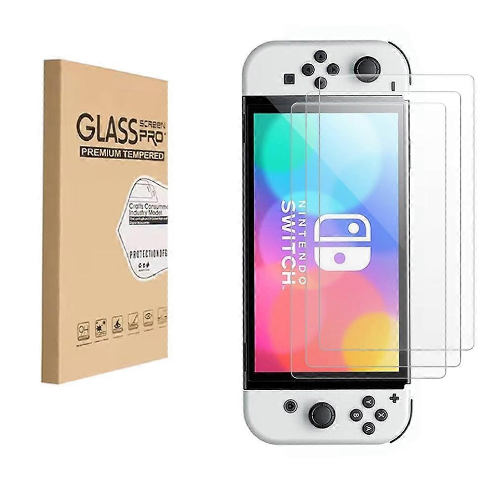 Screen Protector for Nintendo Switch OLED 3 Pack, 9H Tempered Glass, Ultra Clear AntiFingerprint