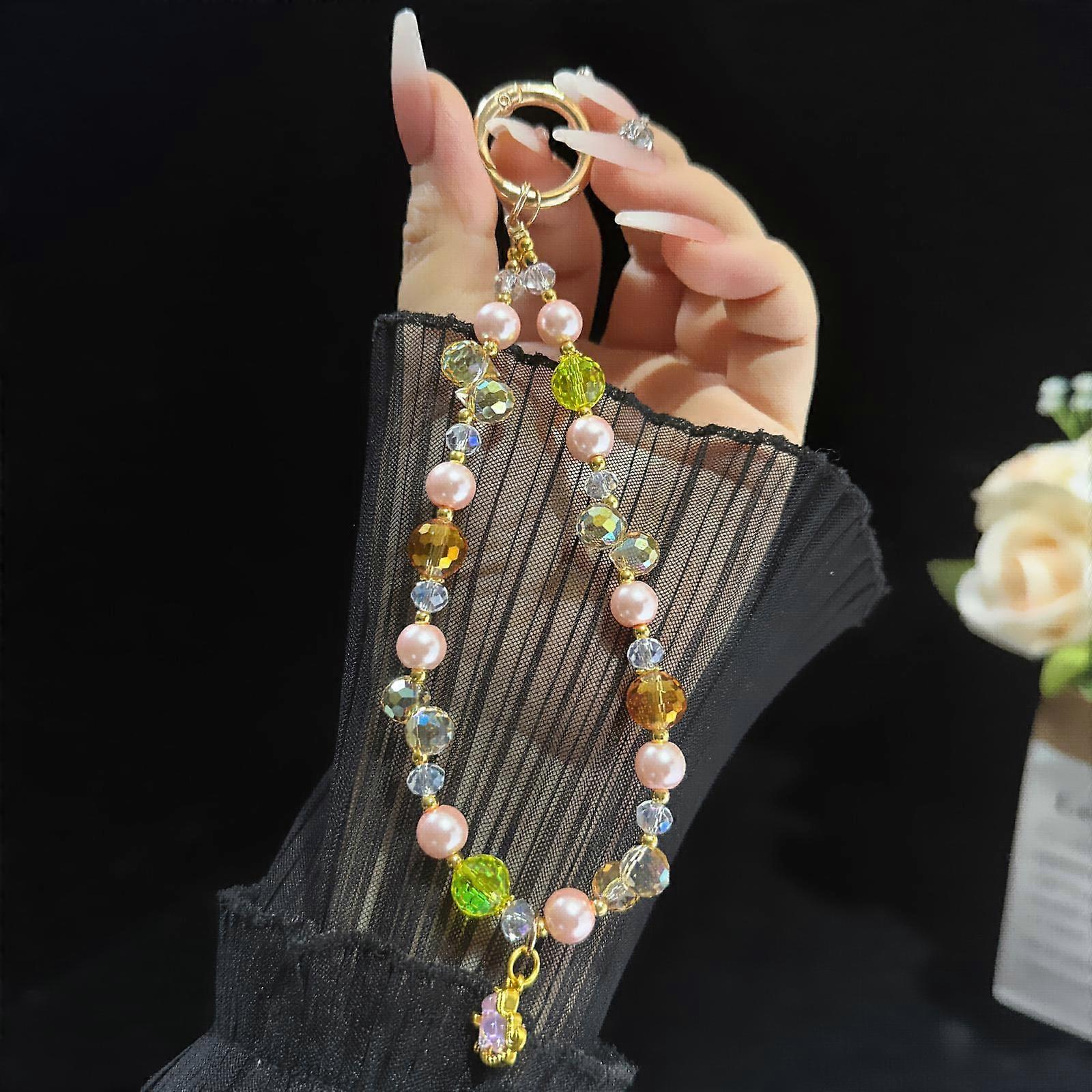 Unicorn Glow Pearl Crystal Shimmer Double-Layer Phone Chain