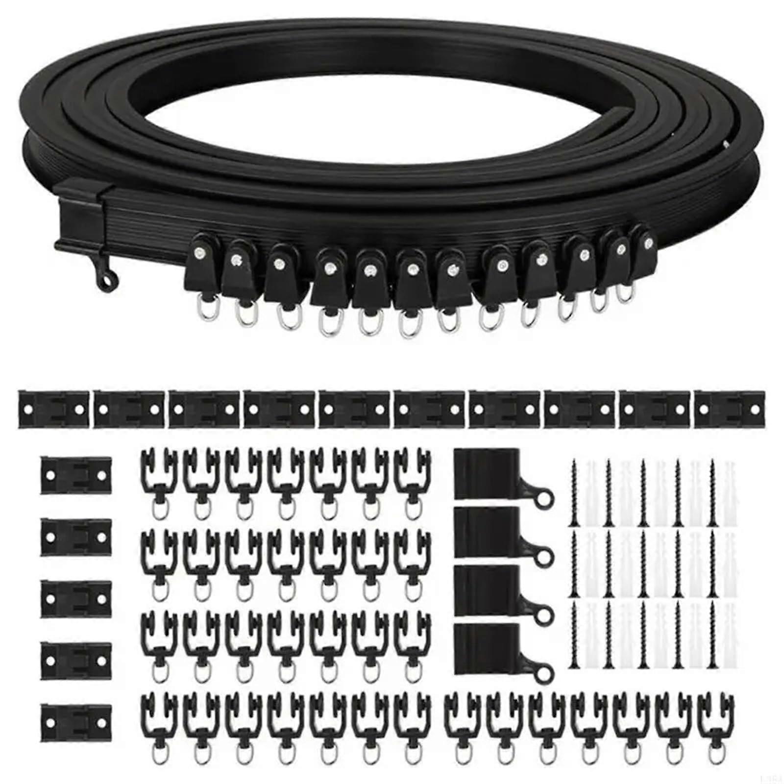 Flexible Ceiling Curtain Track 5m Bendable Rail with Rollers and Brackets for Room Divider or Bay Window