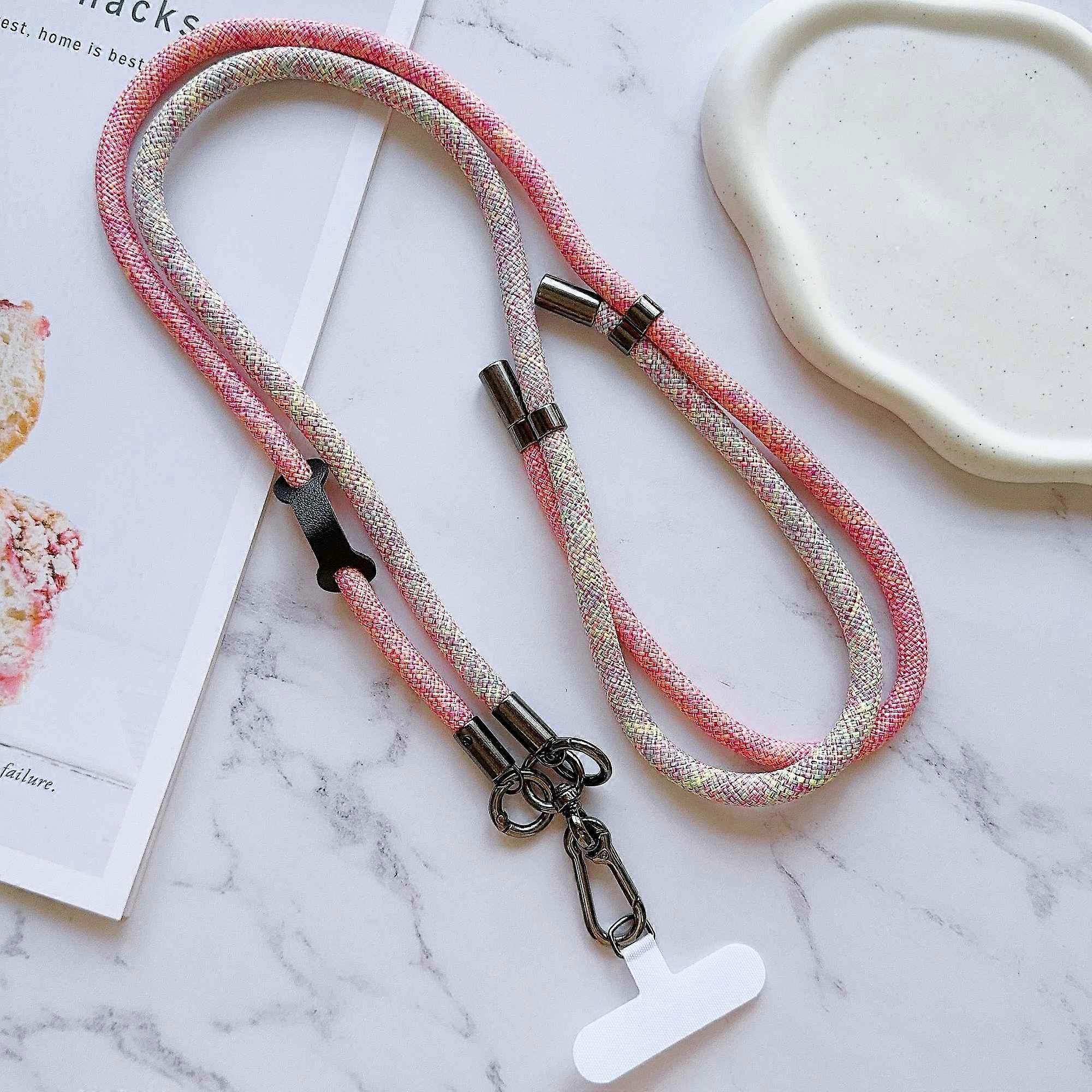 8mm Thick Phone Lanyard Adjustable Nylon Crossbody Strap with Tether Tab,Total Length: 140cm