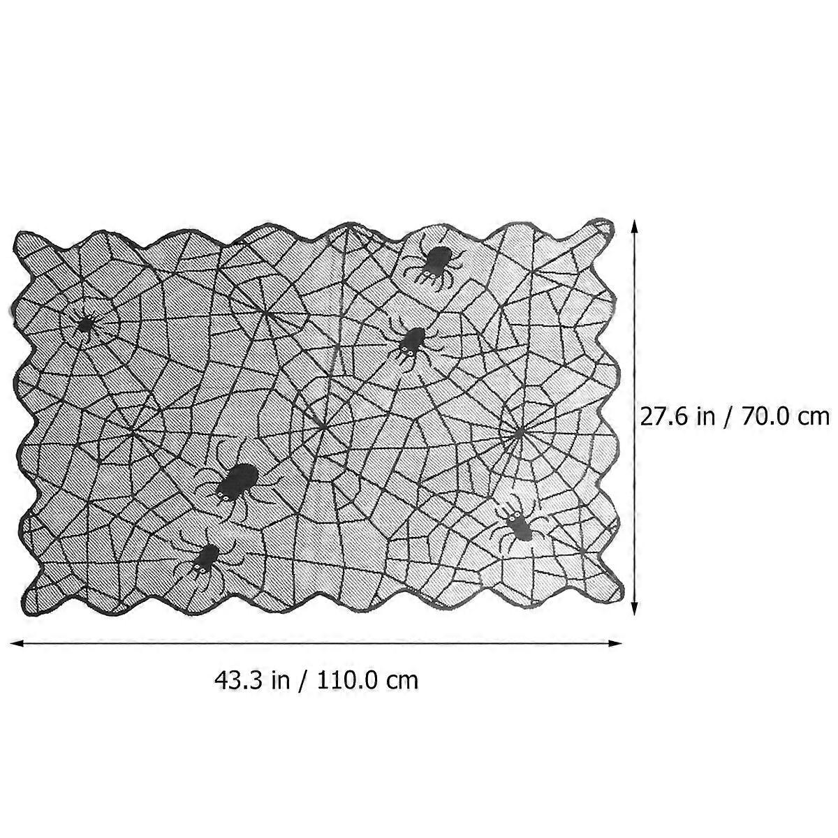 Spider Web Tablecloth Halloween Decor Rectangular Black Protects From Stain 1Set