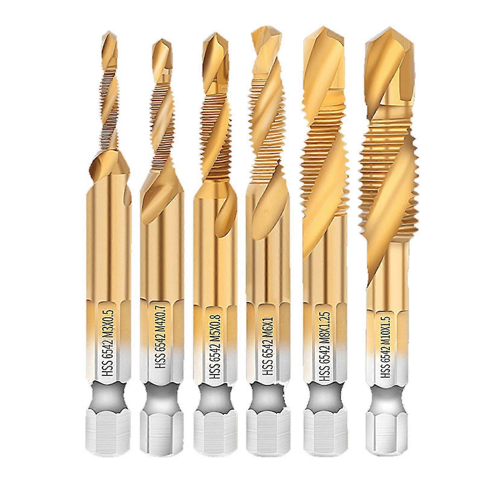 M3-m10 Hex Shank Titanium Plated Thread Tap Bit Composite For Screw Machine