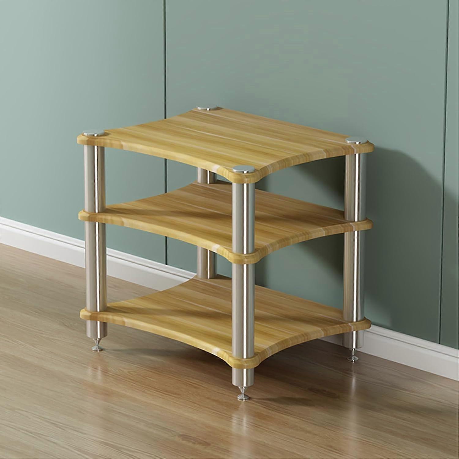 Wooden Corner Media Console AV Stand with MultiTier Storage, SpaceSaving Retro Modern Shelf