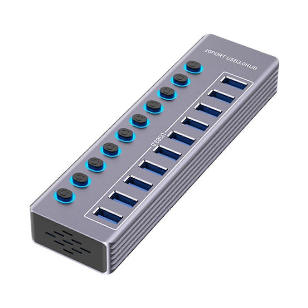 USB Hub USB 3.0 5Gbps Splitter with Individual OFF/on Switch LED Indicator for Computer USB Ports E