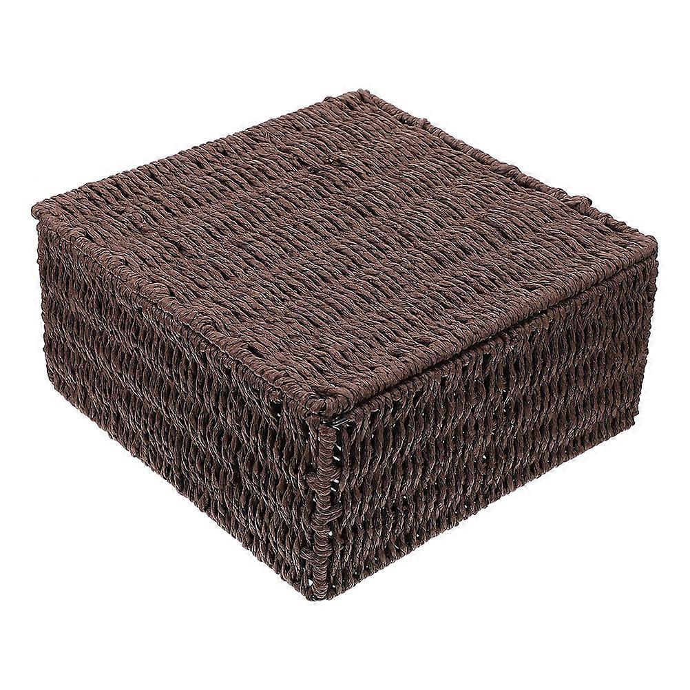 Woven Storage Basket Coffee Clamshell for Home Desktop Box