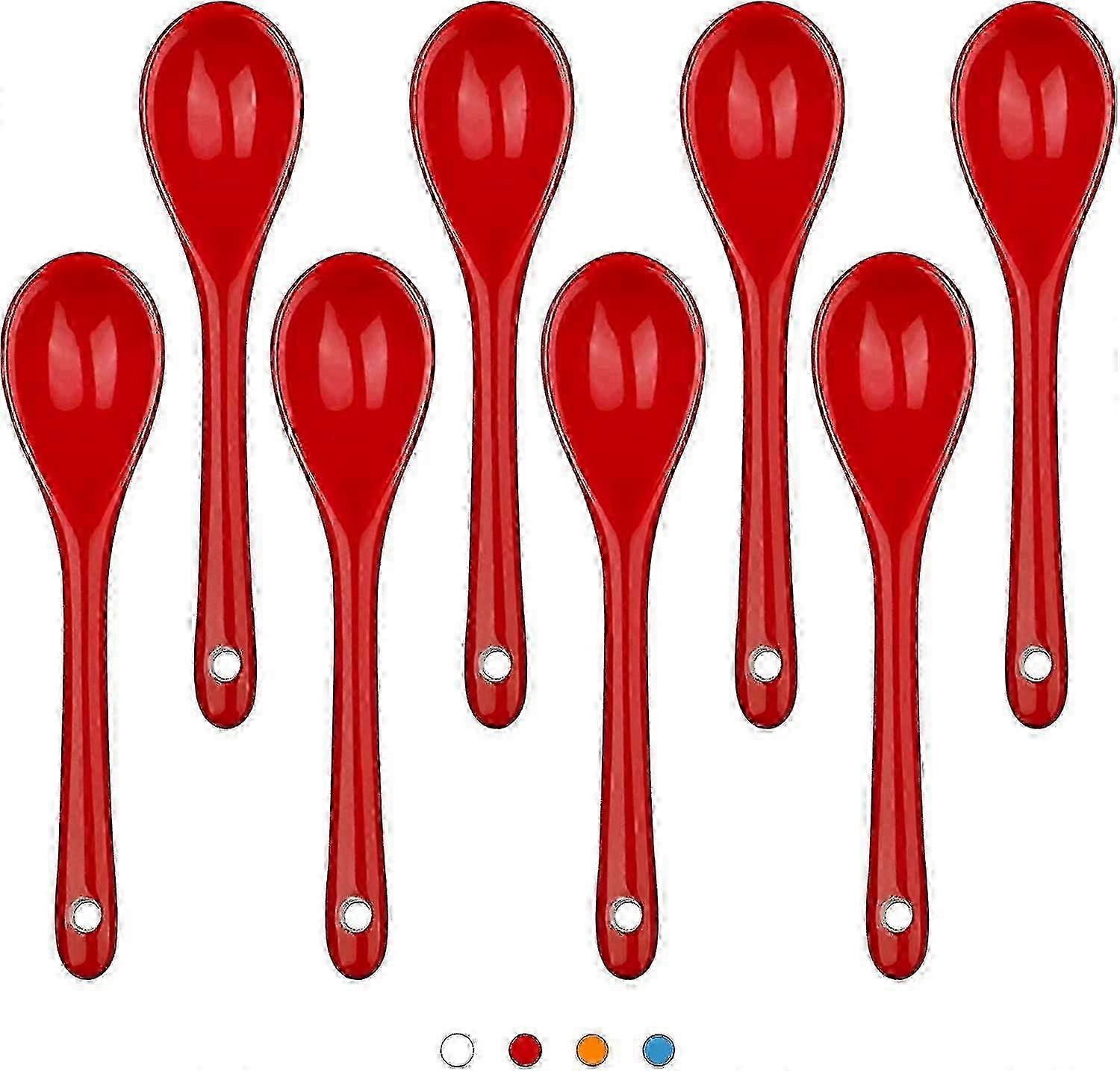 2025 Ceramic Espresso Spoons 8-Piece Set, Coffee & Dessert Spoons, Dishwasher Safe 4.7" Red
