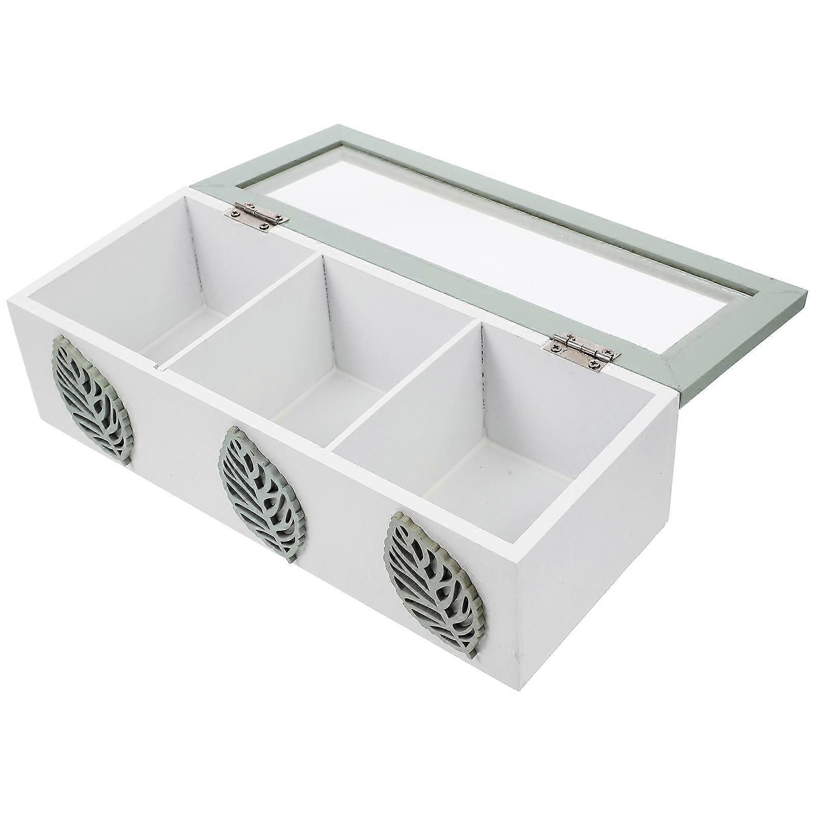 Wooden Tea Bag Holder for Storage 3 Compartments Tea Organizer