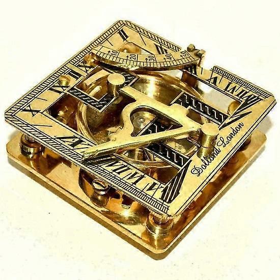 Brass 3" Square Shape Sundial Compass Nautical Maritime