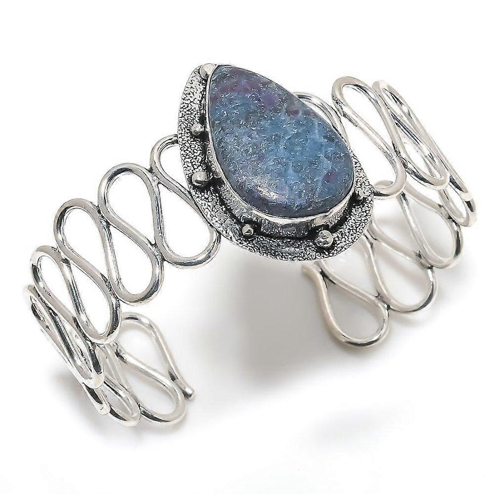 RubyFuchsite Gemstone 925 Sterling Silver Cuff Bracelet Adjustable V6h60
