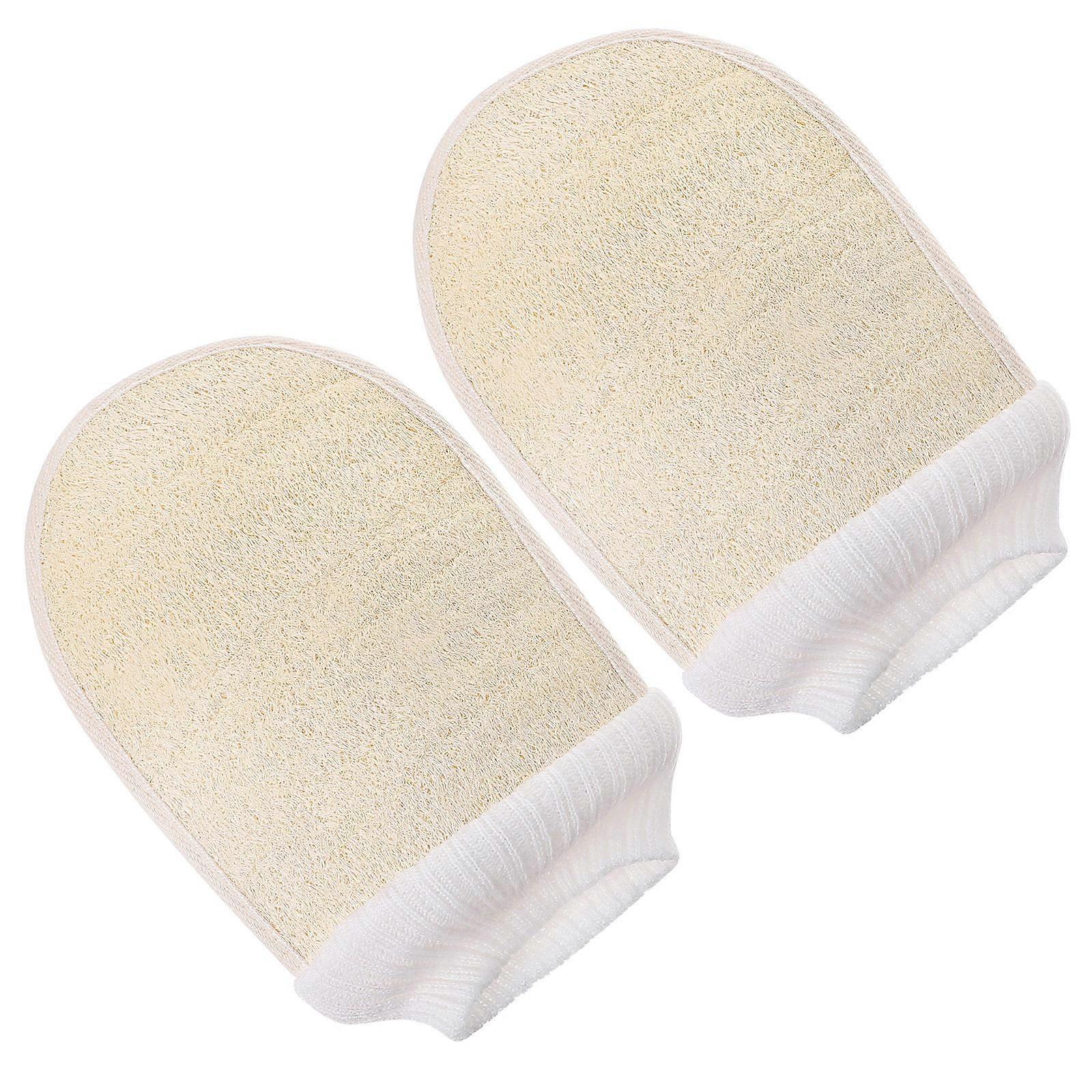Bath Body Scrubber Bath Gloves for Bathing Use 4Pcs Beige Loofah