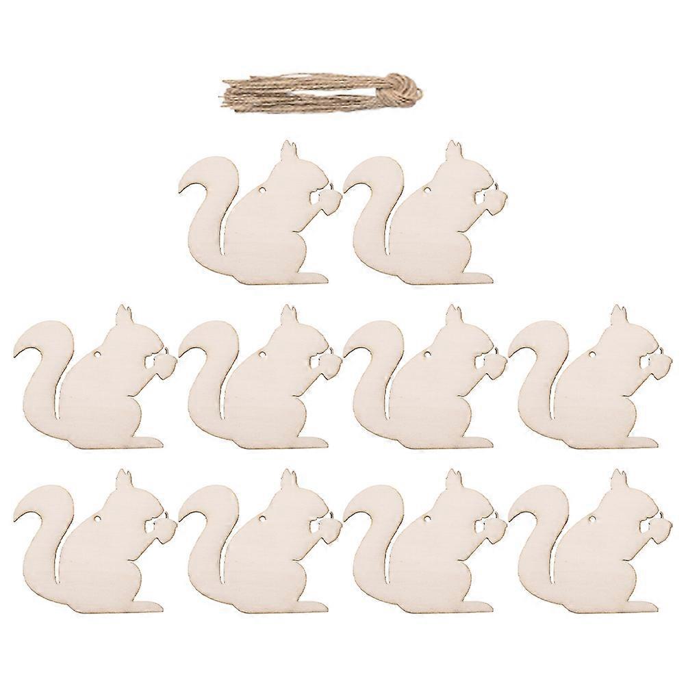 Squirrel Decorations Party Wood Cutouts for DIY Crafts 10Pcs Set