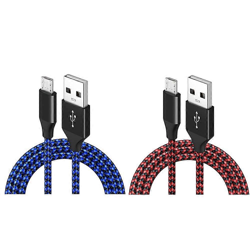2 Pack 10ft Braided Micro USB Charging Cable for PS4 Controller, Xbox One and Android Devices
