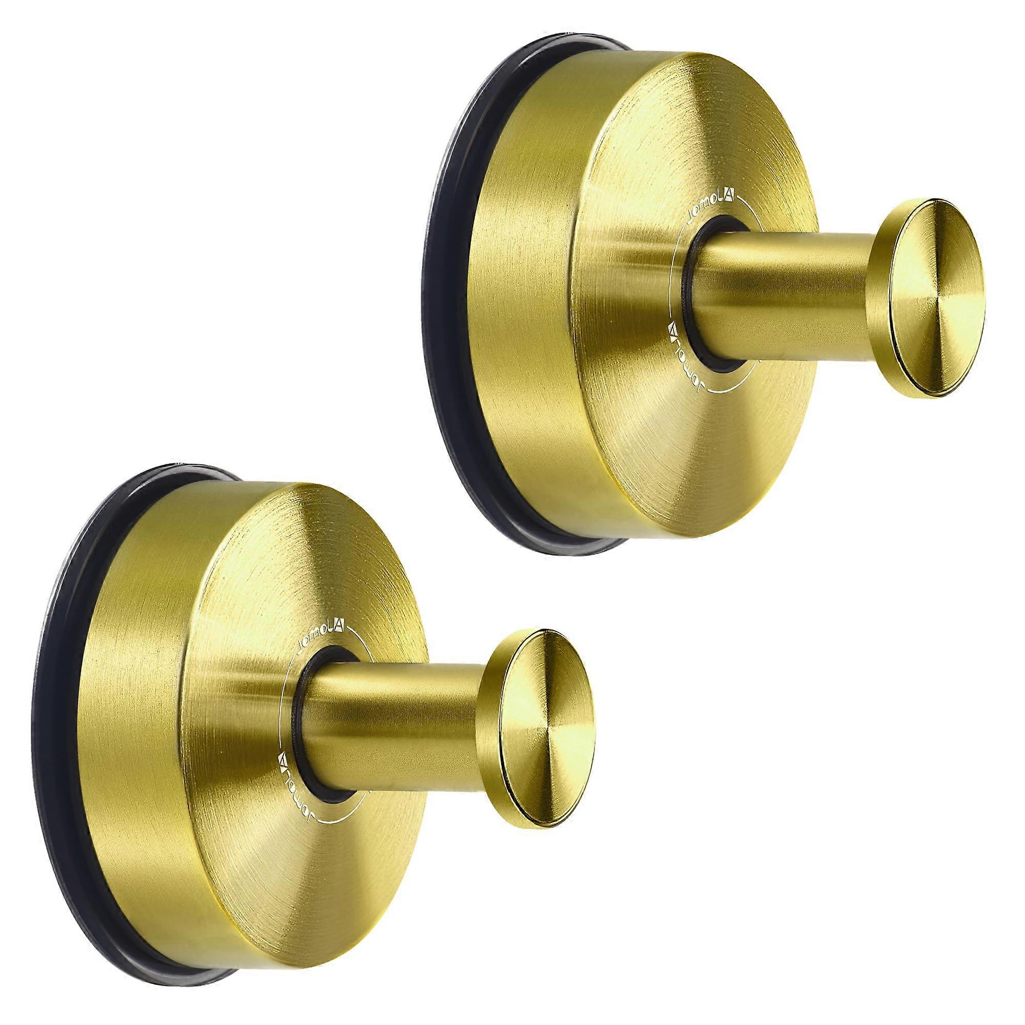 Stainless Steel Suction Shower Hooks Rustproof Bathroom Towel Hooks Gold Wall Mounted 2PCS