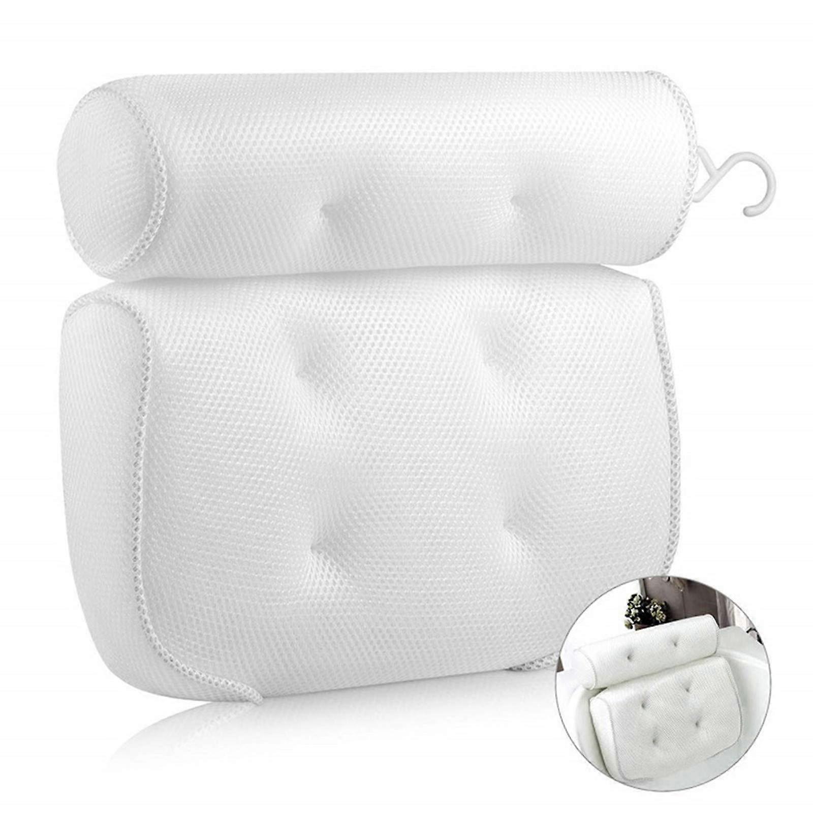 Bath Pillow with 6 Strong Suction Cups, Ergonomic Neck and Back Support, Soft QuickDrying Air Mesh