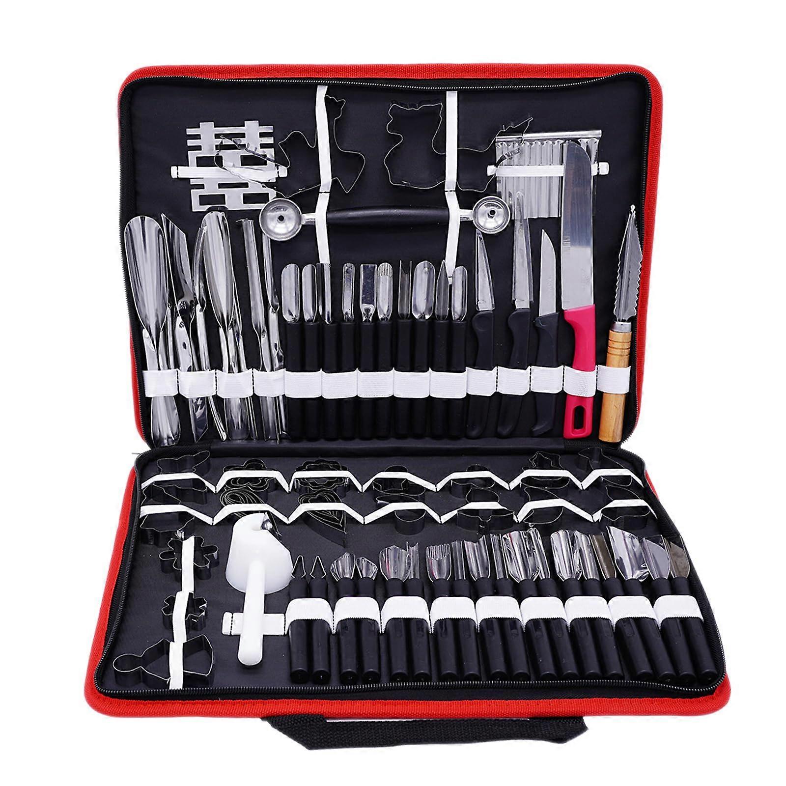 80pcs Fruit Carving Tools Set with Ergonomic Grip for Professional Vegetable Sculpting and Peeling