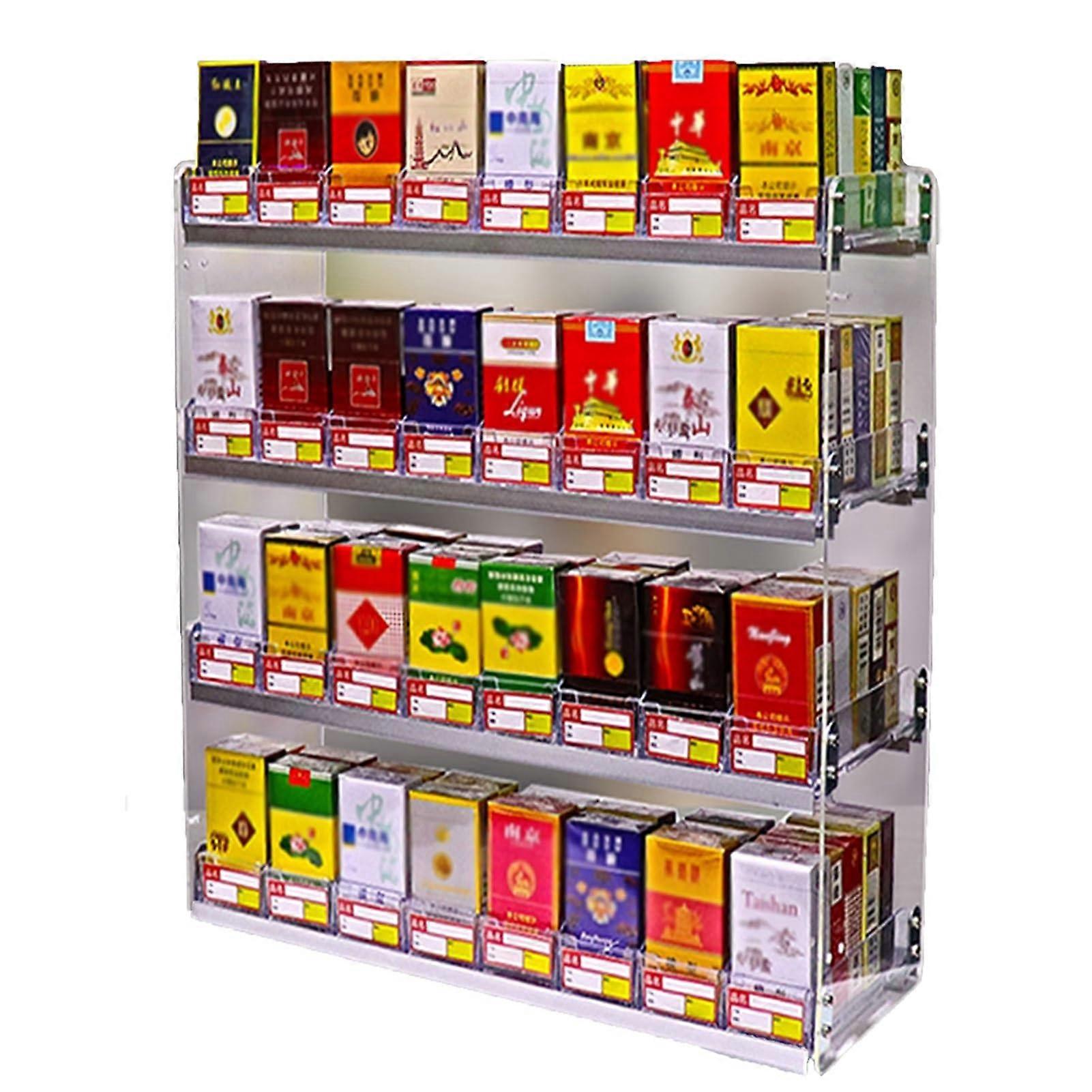 Cigarette Display Rack Acrylic Retail Stand with Automatic Push Clear Storage Organizer 39x29x56cm