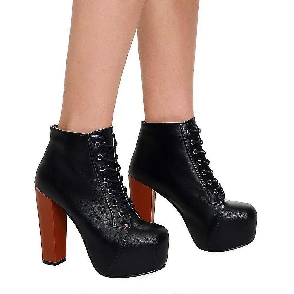 Blå platåstøvletter med snøring