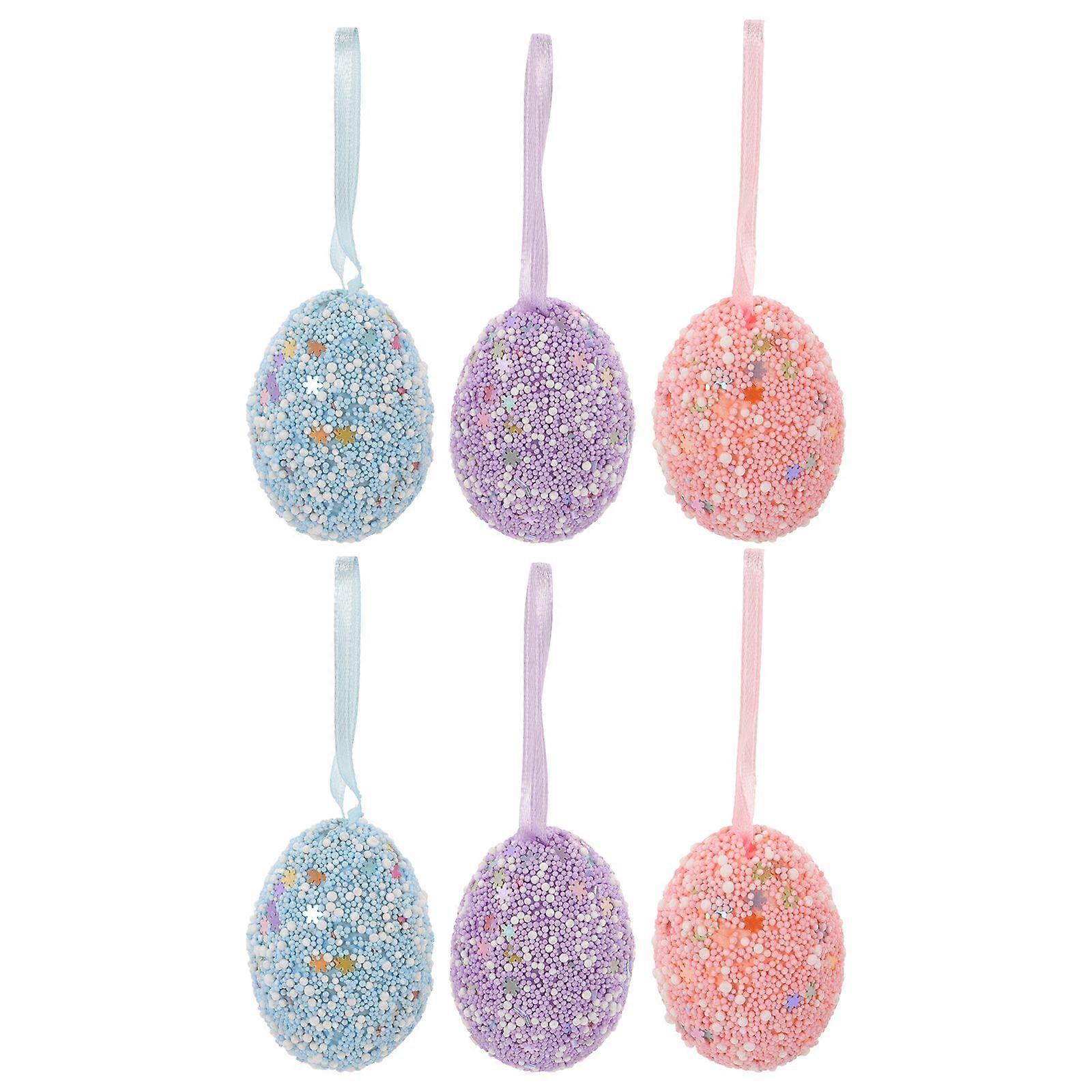6pcs Easter Party Hanging Ornaments Foam Easter Egg Decorations Easter Party Wall Pendant