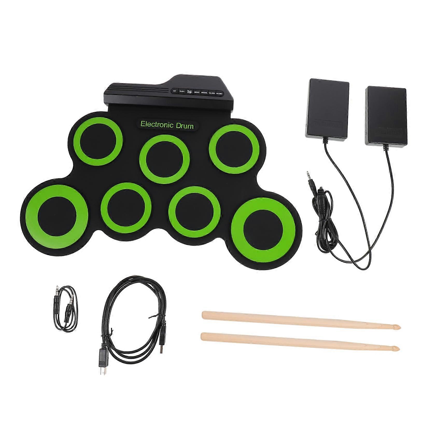 Electronic Drum Kit Foldable Roll Up USB Set with Metronome and Headphones for Beginners