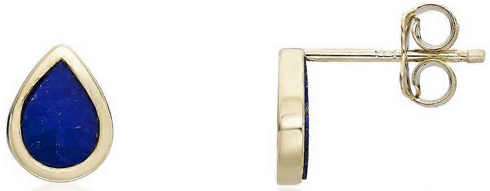 Mark Milton Lapis Pear Stud Earrings - Yellow Gold/Blue