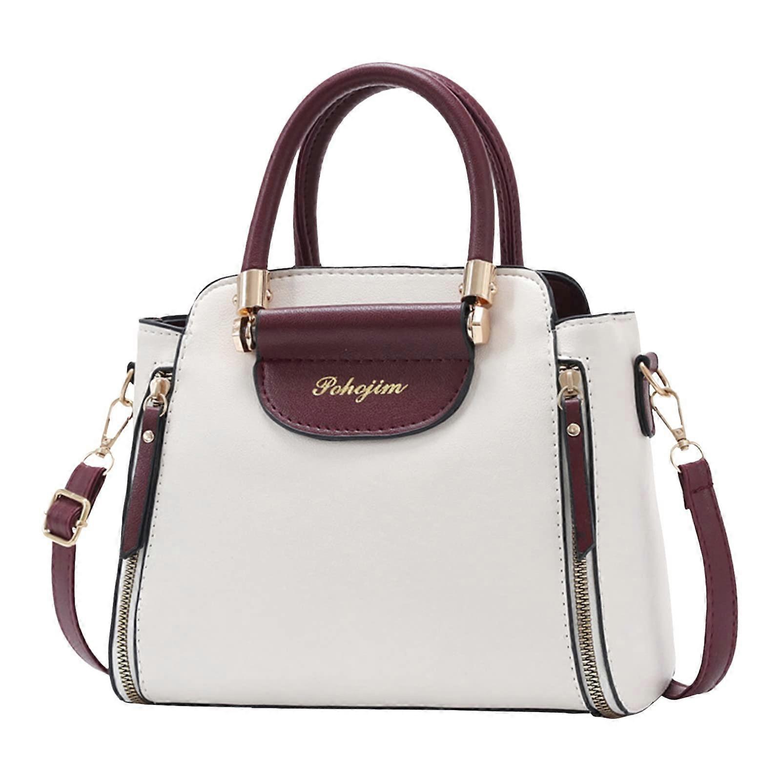 Women's Large PU Leather Shoulder Bag with Adjustable Strap Watermelon Red Handbag