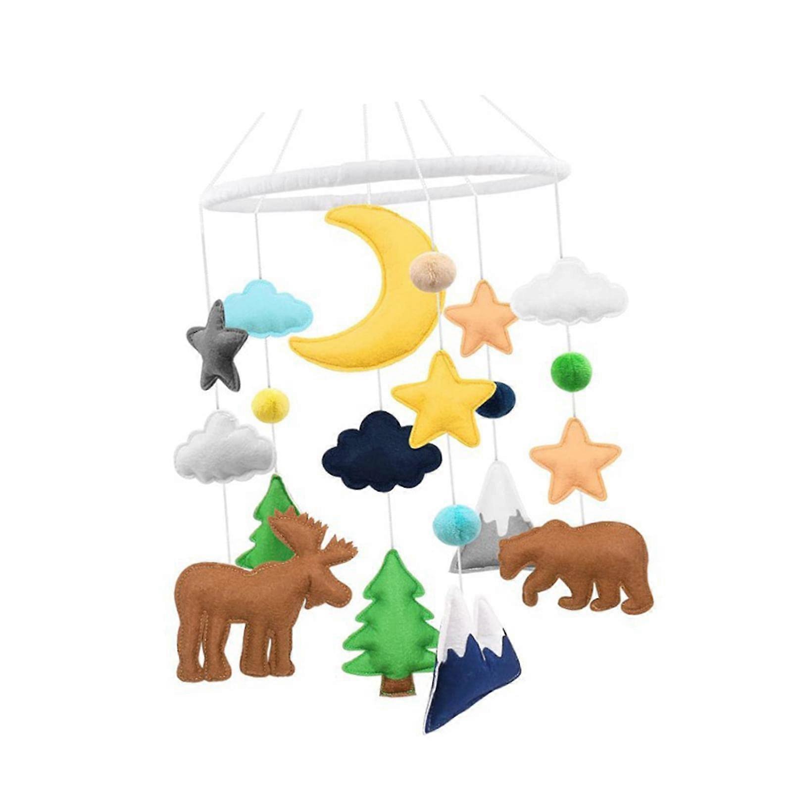 Crib Mobile with Rotating Visual Stimulation and Soft Felt Texture for Nursery and Playroom
