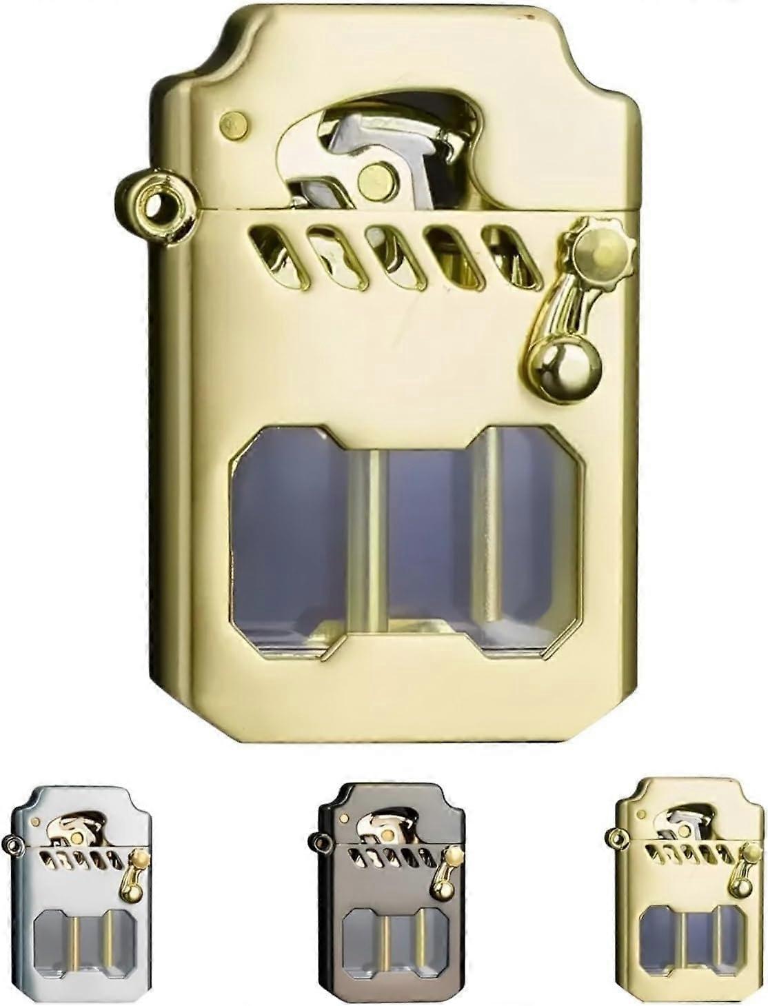 Steampunk Lighter Gold Vintage Copper Windproof Kerosene Gear Ignition Durable Pocket Size